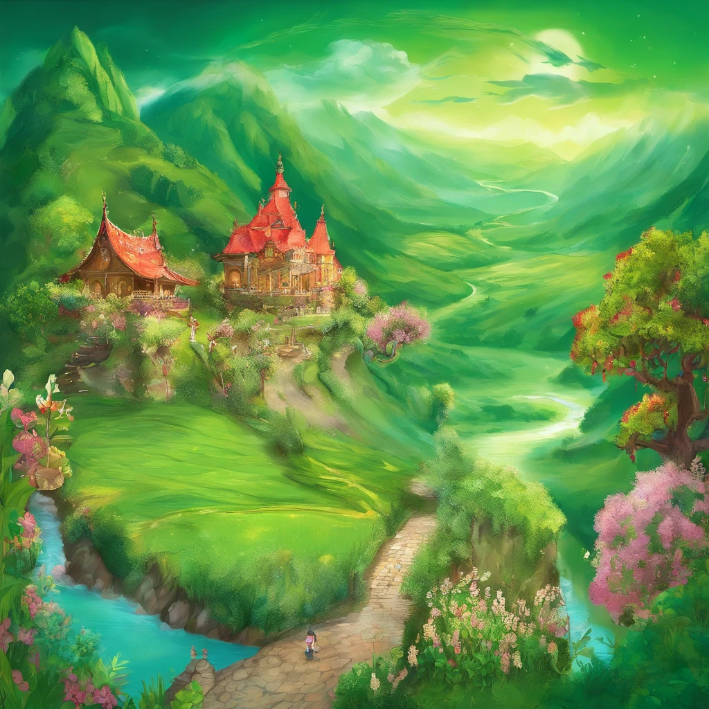 The river nourishes the land,Farmland is turning green again,The smiles of the villagers also bloomed again。