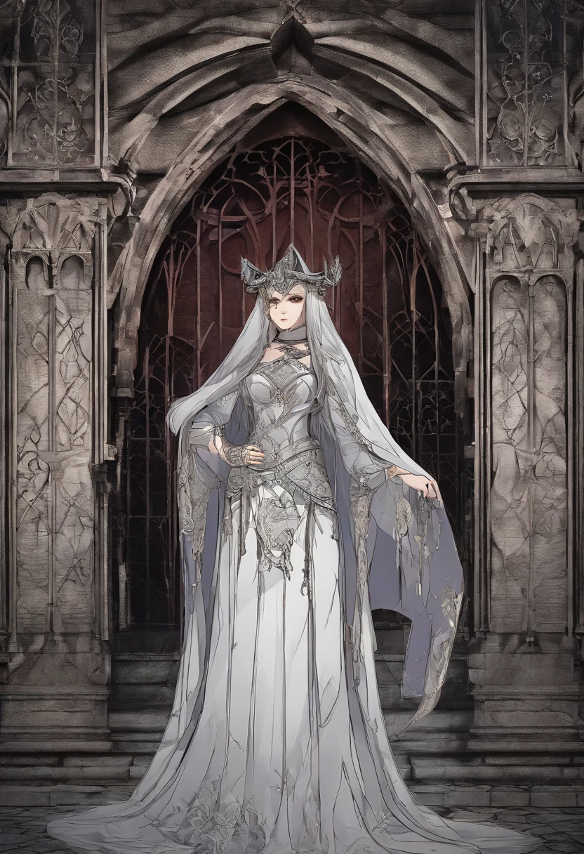 (An old Celtic girl stands in front of the arched gates of the Bat Castle，Make Halloween close-ups), (Clear and perfect facial features,) Medieval European purple dress, Belted top, Cloak, mitts, Smooth or textured fabrics, Silk, Velvet or leather, Dark skin, Smoky makeup, Deep red or purple lips, Gothic or medieval style necklaces, bracelets and earrings, Background: sankta. Debat Castle, bat, Moon Bat Castle,concept art of character,Game scene graph,close up photograph,Photography,Clear facial features,A beautiful painting by Alphonse Mucha,Louis Comfort Tiffany,Painted in the traditional French art style,Ukiyo-e art,surrealism,Fever-Dream,Blame the core,author：david bailey,illusory engine,corona rendered,Quixel Megascans Render,v-ray,rendered on octane,archviz/building rendering,ultra-wide-angle,Waist Shot(WS),Long shot,Dramatic Lighting - AR 9:16 --V 5.2 --style raw --uplight --tile