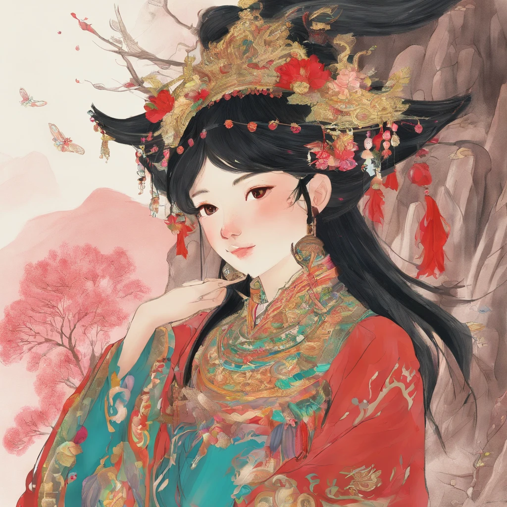 The Zhuang girl and the villagers came to Niujiao Mountain,Offering gratitude and offerings to the god of the ox king。They sing、dance