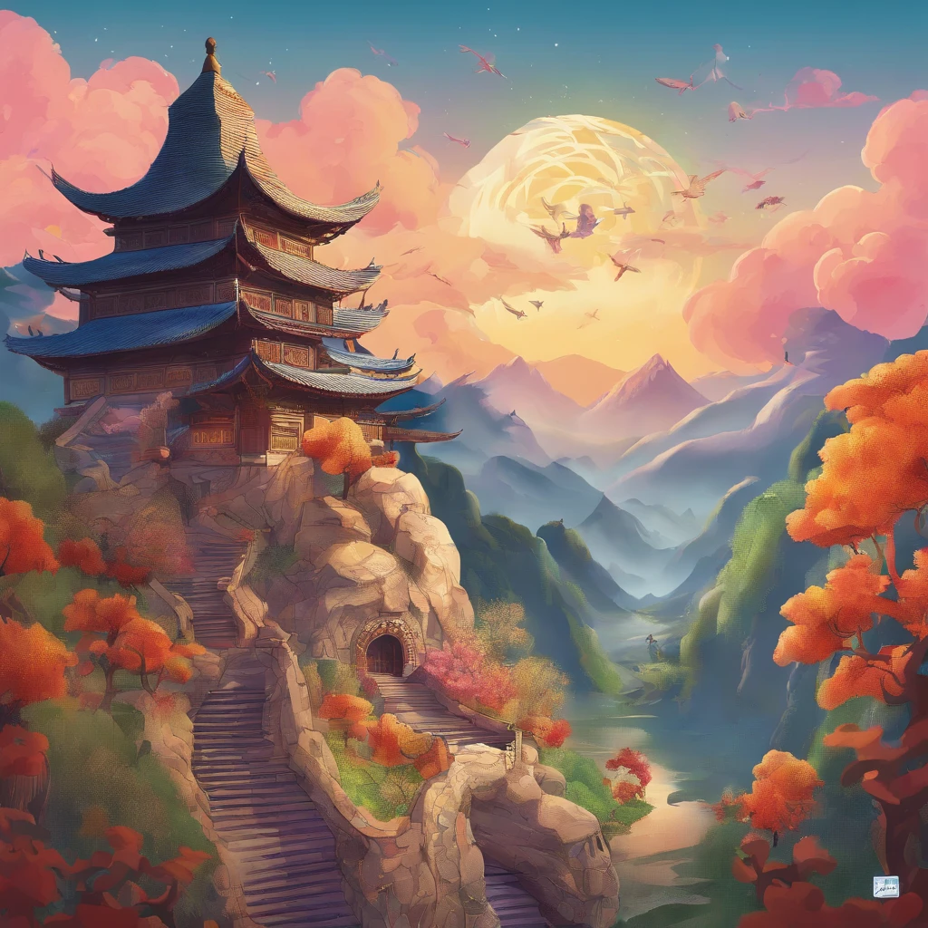 The strong girl and the villagers came to Niujiao Mountain,Thanksgiving and offerings to the god of the ox king。They sing、Dance