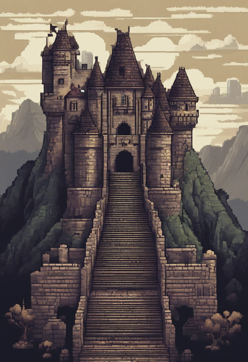 cavalier, Demons, Two monsters, cross-section,illustration, Details of the interior of the castle, Gloomy atmosphere, Middle Ages style, Dim lighting, Stone walls, Spooky shadows, Mystical Artifacts, Combat posture, Intense action, Fierce expression, Menacing claws, Sharp teeth, Menacing presence, Ominous feeling, High-quality rendering, Super detailed characters, Realistic textures, dark palette, Dramatic lighting,Game levels
