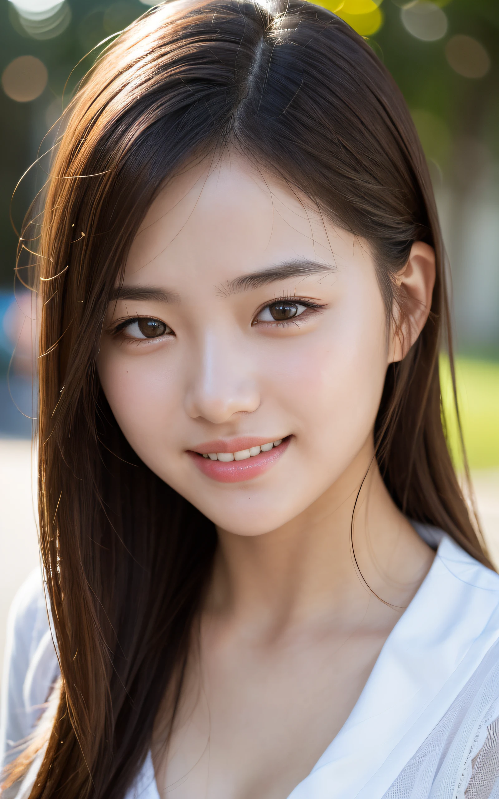 (8k, Best Quality, Masterpiece:1.2), (Realistic, Photorealistic:1.37), Ultra Detailed, 1 Girl,Cute,Solo,Beautiful Detailed Sky,Date,(Blush),(Smile:1.15),(Closed Mouth)Small Breasts,Beautiful Detailed Eyes,(Long Hair: 1.2),Floating Hair NovaFrogStyle, Tank Top, Denim Shorts,