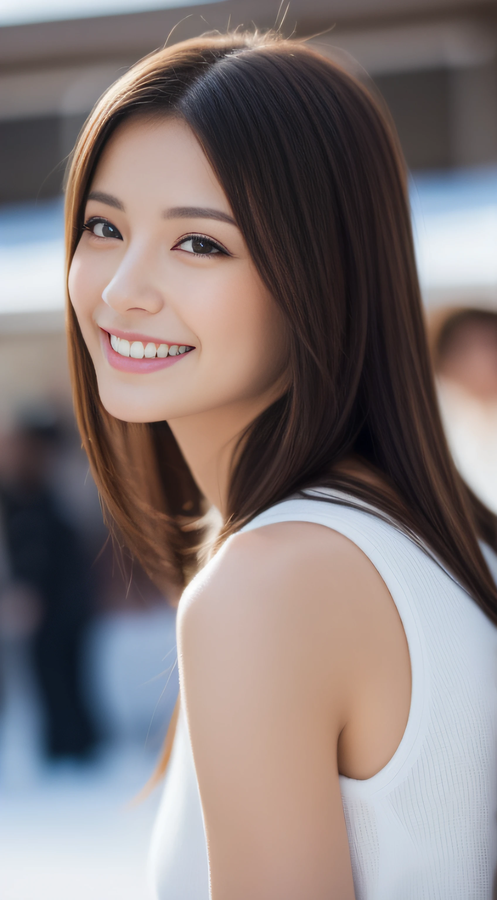 The face is a hostess、Beauty 3 people、Ski Wear、hiquality、A hyper-realistic、healthy、Smiling expression、Slender perfect figure、Japan beauties、beautidful eyes、face perfect、Beautiful skin、from the rear、a ski