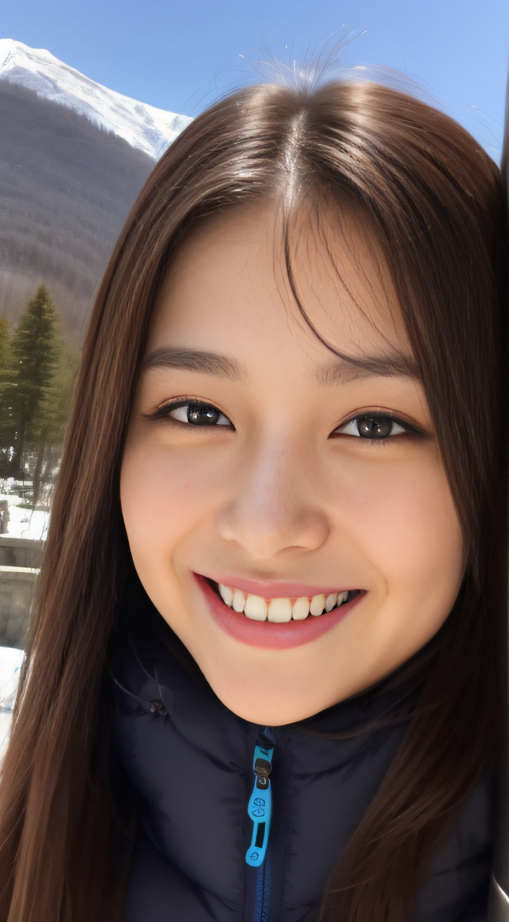 The face is a hostess、Beauty 3 people、Ski Wear、hiquality、A hyper-realistic、healthy、Smiling expression、Slender perfect figure、Japan beauties、beautidful eyes、face perfect、Beautiful skin、a ski