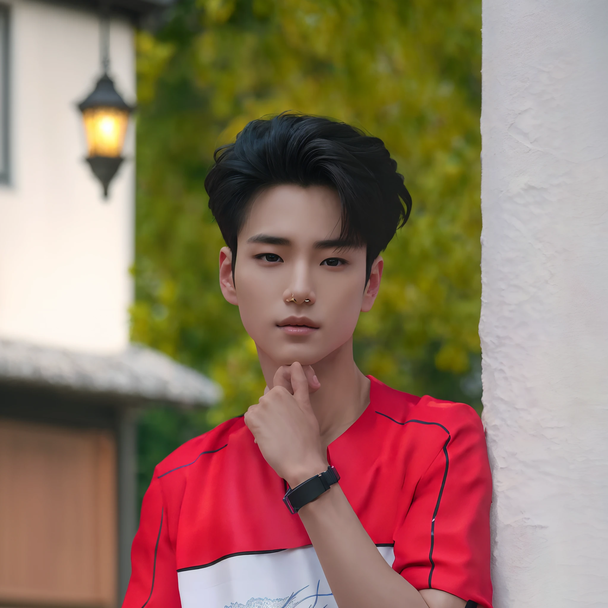 oppav3, (masterpiece, ultra quality, high resolution, 8k, intricate: 1.2), (detailed face:1.2), (wearing black suit:1.5), handsome, detailed skin, pores, absurdres, hunk, 1boy, male focus, ((realistic)), good lighting quality, muscle veins, ((pale skin)), flexing, balanced eyes, brown eyes,