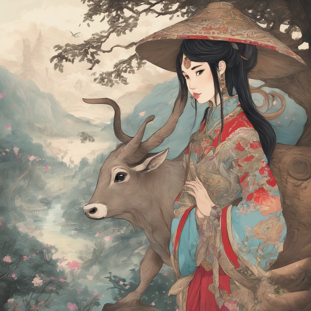 The Zhuang girl and the ox king god guard the village together