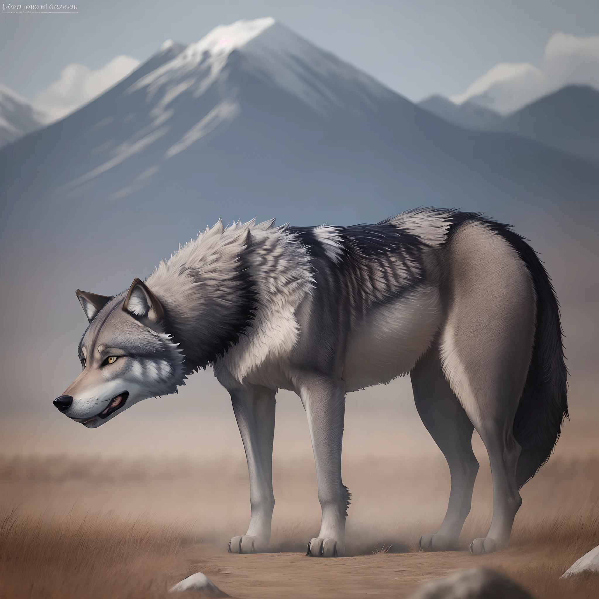 Giant majestic gray wolf