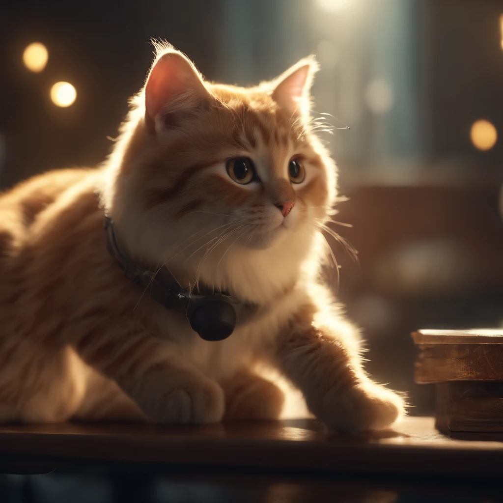 ((Best quality, 8K, Masterpiece: 1.4)),((Amazing detail: 1.3)),((illustration, Hairstyle Casual: 1.2)),((high resolution: 1.1)), A cute cat STANDING, headset on head, Tactical coat, Fashionab, Soft light, Colorful, Depth of field, Cinematic lighting, From below, Anatomically correct, Amazing art of painting, No Man