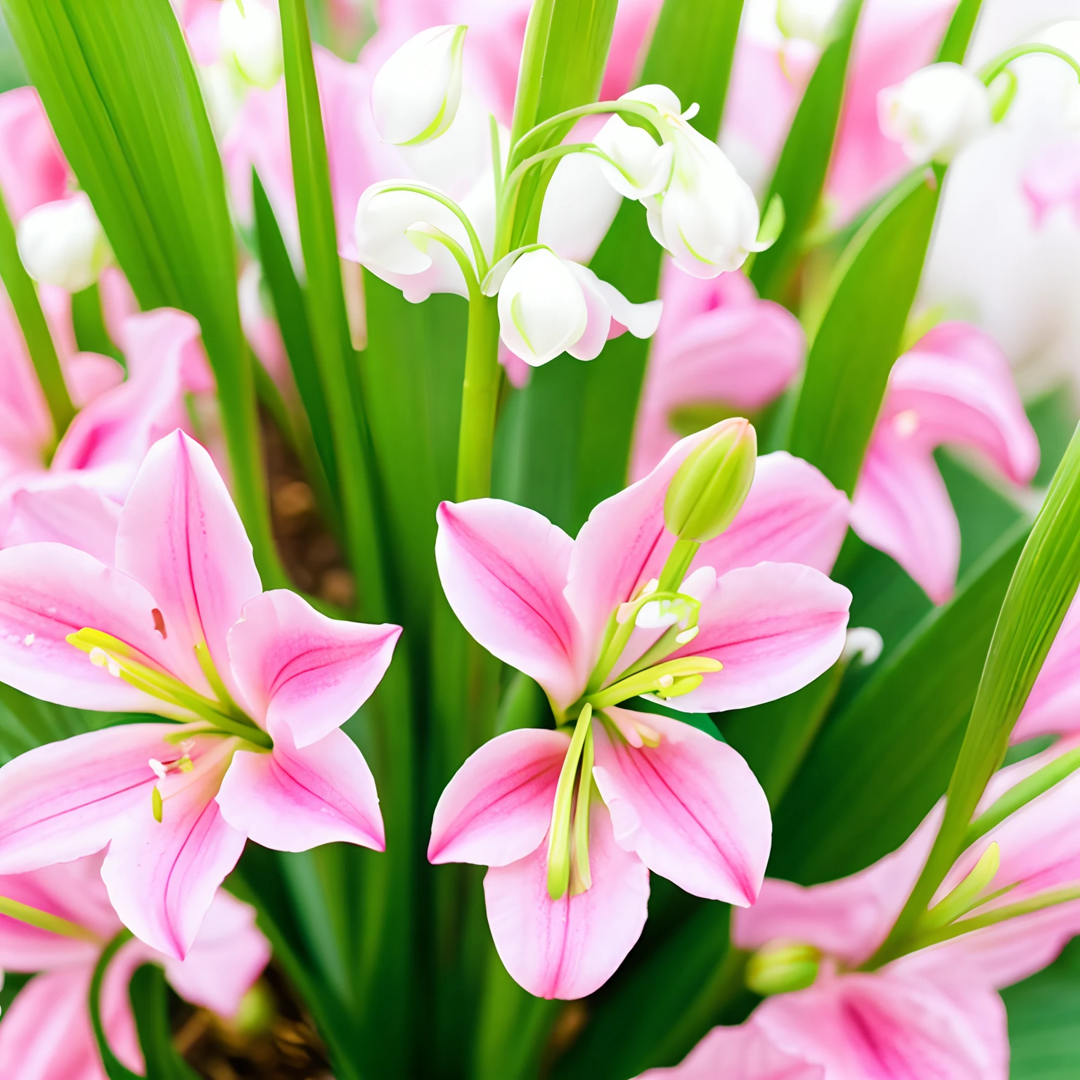 Lily of the valley,in pink,dew