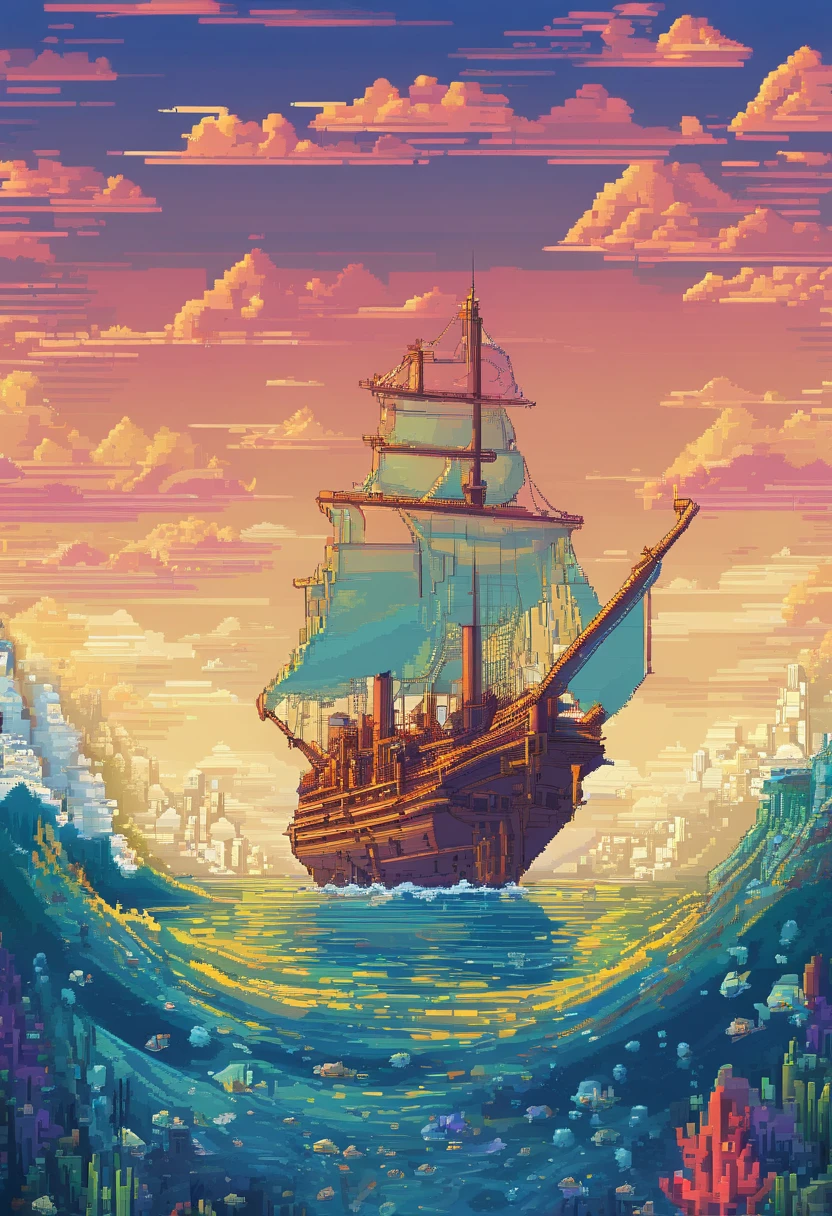 Story，Poseidon，Underwater view，ukiyo-style