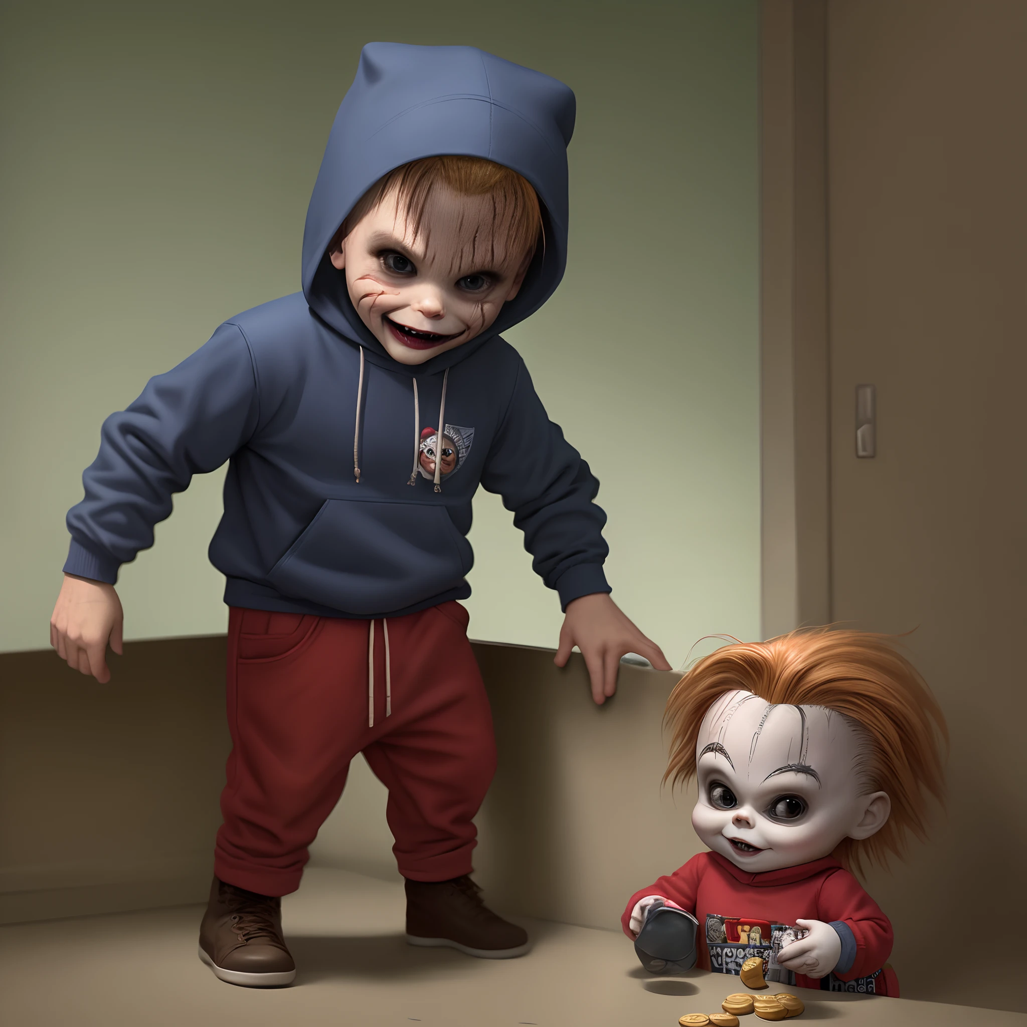 Chucky robbing a bank