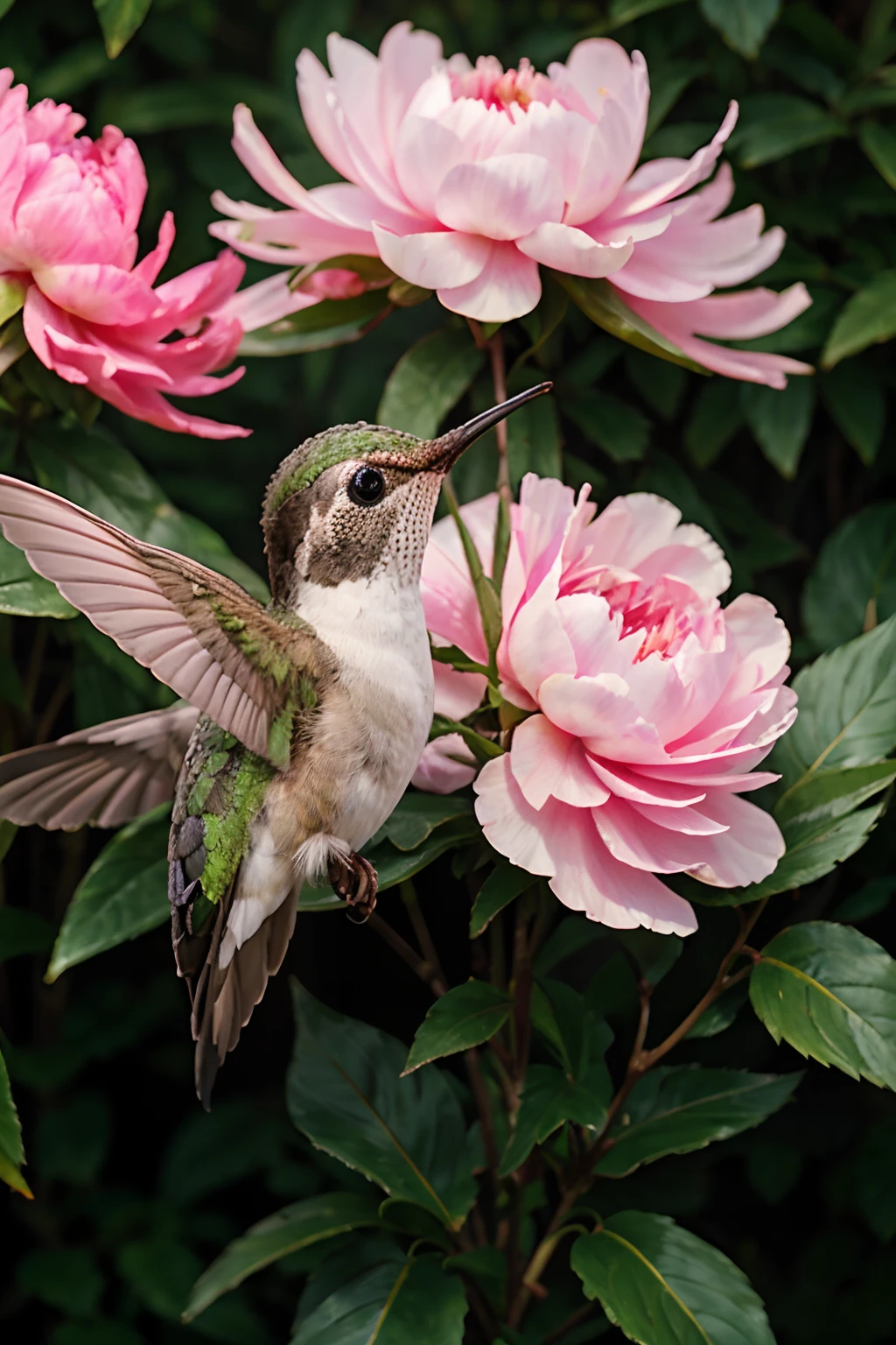 Hummingbird on the peony