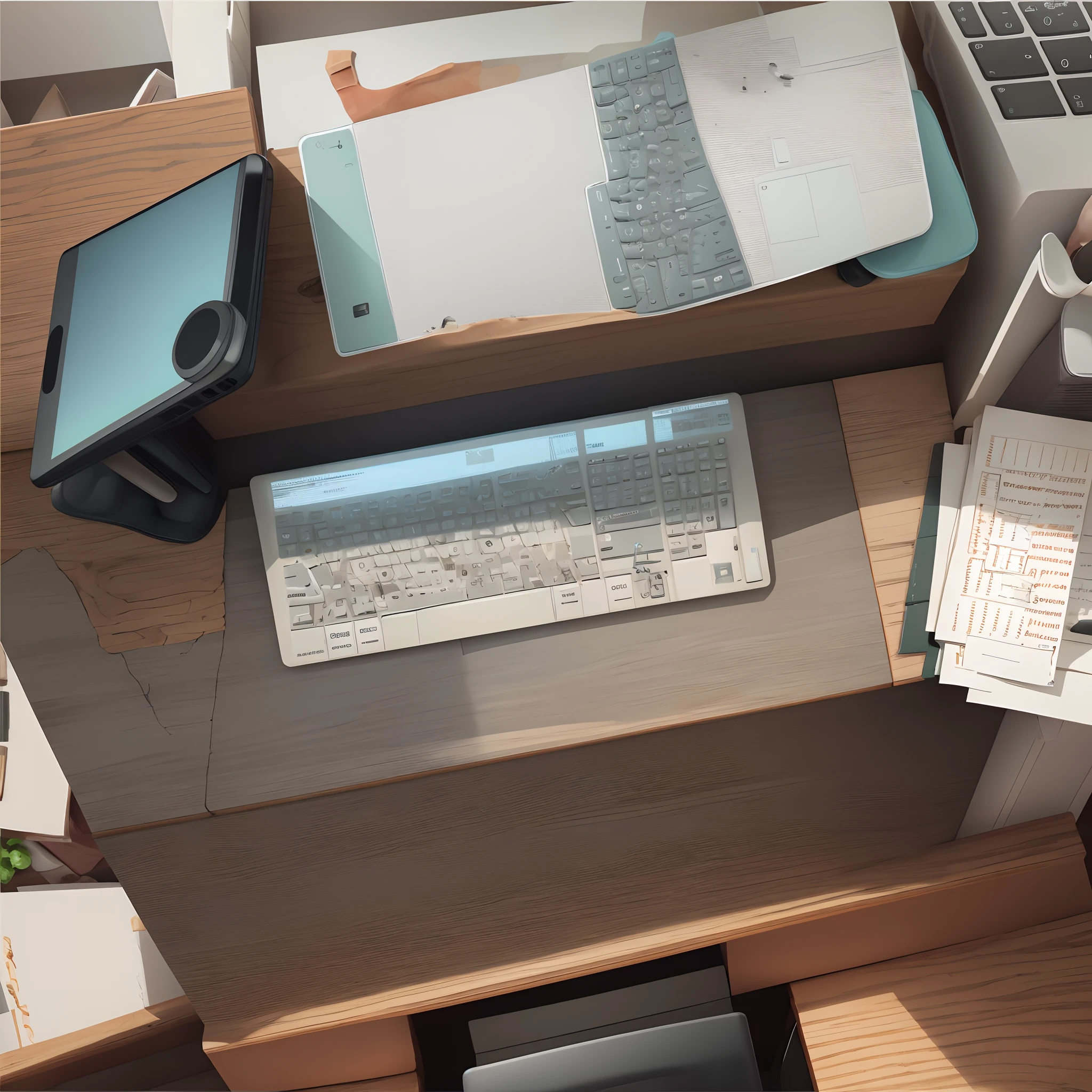 Desk keyboard and office background