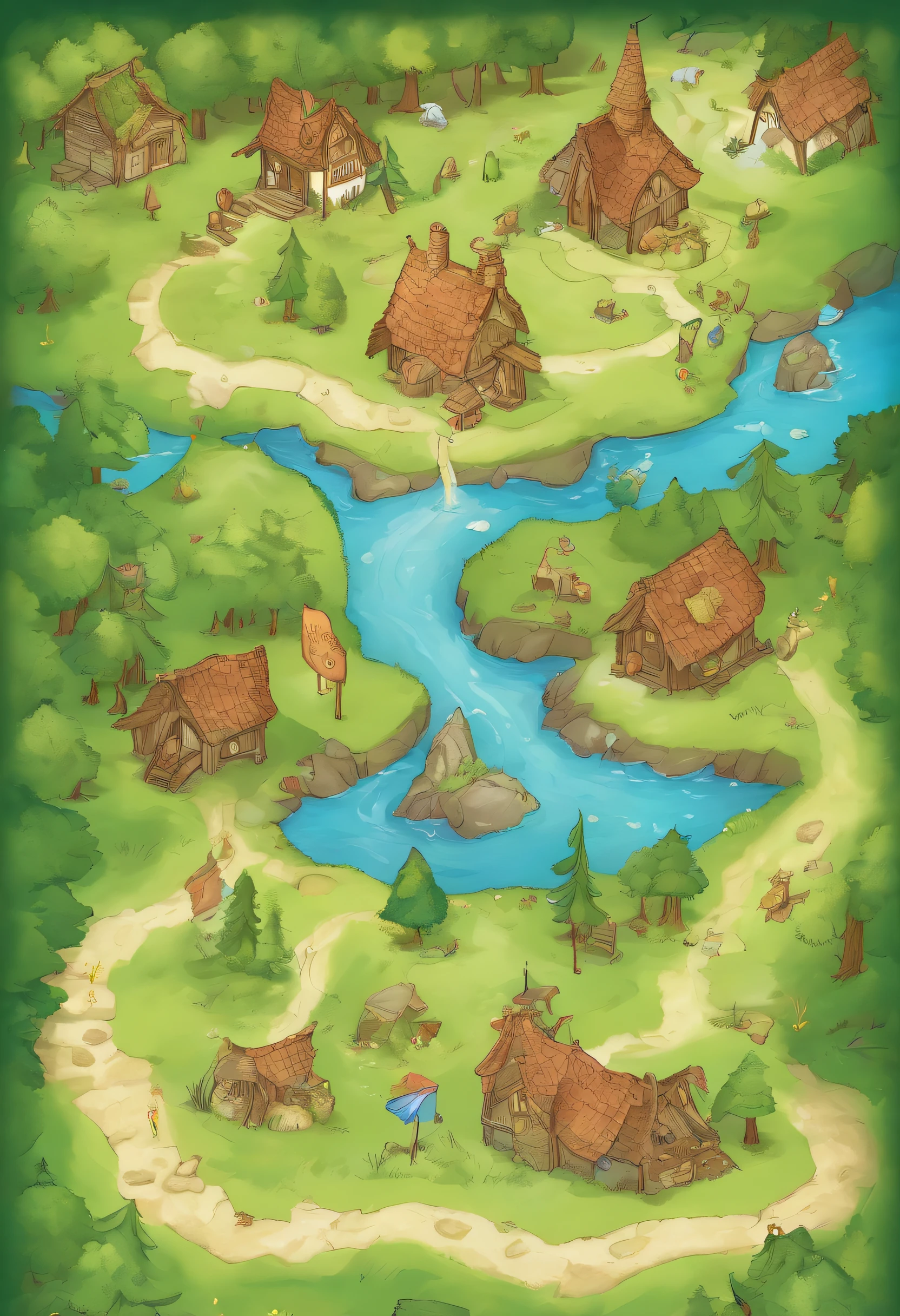 Step 1: Magic Map – Enchanted Illustration
1. **scenecy:**
- White background to highlight details.
- Magic element (the woods、Boken、Schools).
2. **map:**
- Draw a 2D map of the house with light strokes.
- Highlight important areas (Schools、Huge facility).
- Use vibrant colors、Create compelling maps.
3. **props:**
- Add cute and childish drawings in the corners of the map.
- Enter compass or arrow.
4. **detaile:**
- Light footprint to show the way.
- Small key drawings, Rock or mystical symbol.
5. **Creative title:**
- "Magic Map: The beginning of an enchanting journey!"
- Use fonts and colors that evoke magic and adventure.
