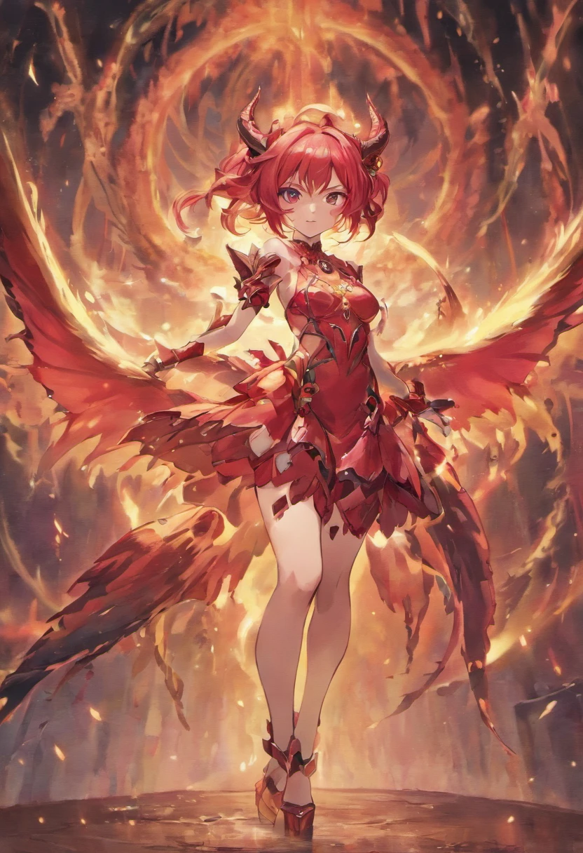 Demon queen dragon tail crimson hair big breasts wide hips sexy dress xenoblade