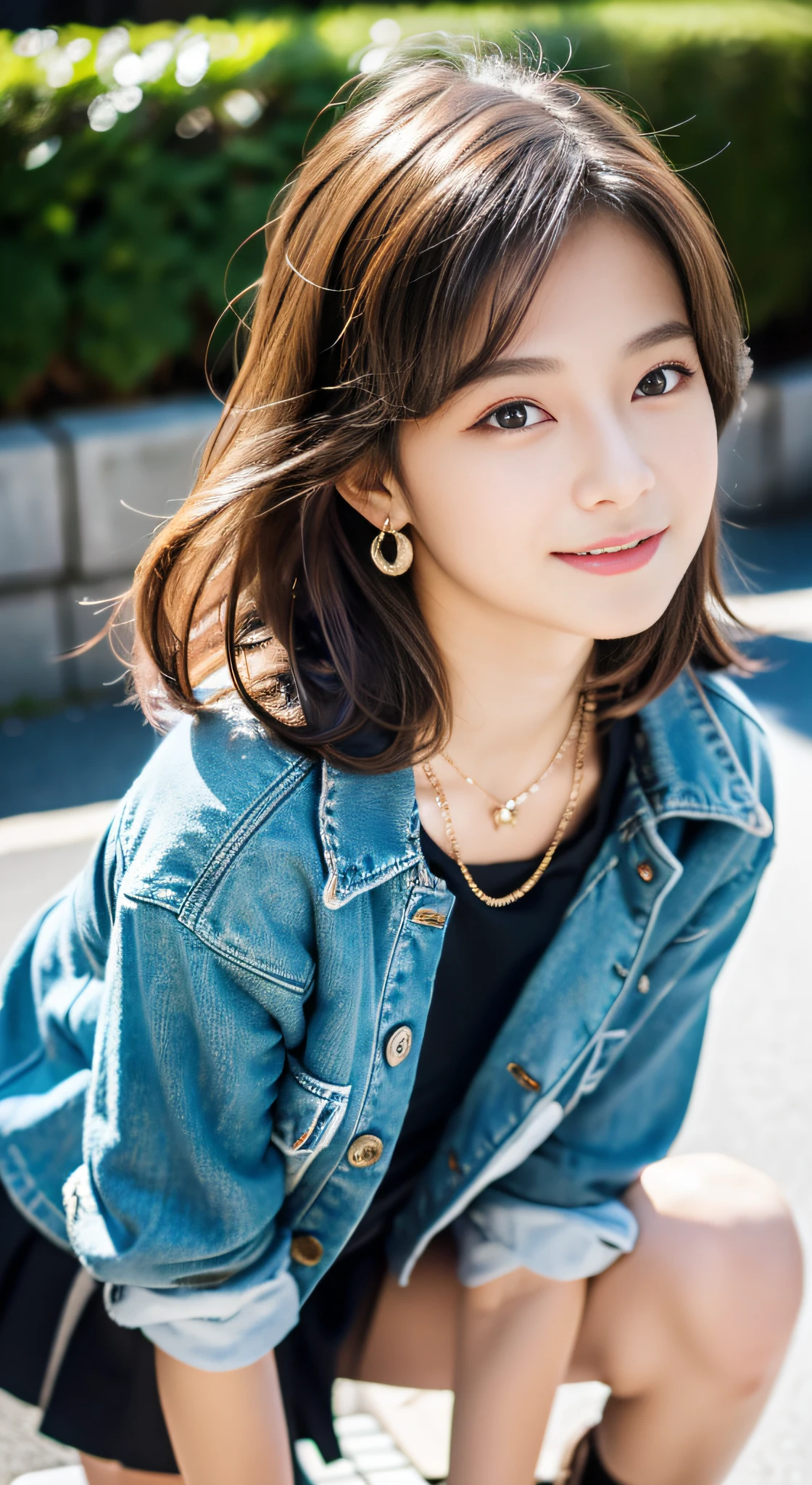 (((32K,very high res, high detailing, highly accurate,Maiden 1:1.5))),Raw photo & realistic atmosphere,beautiful dark blue eyes,Detailed mouth,Glossy lips,Detailed eyebrows,Soft white skin that shines with every detail,,Eyes drawn in detail、Very beautiful eyes with azure eyes,Detailed lips、Very beautiful face,Very well-formed face、Lifelike face,shiny beautiful lips,Beautiful eyebrows,Infinite reality,Best design,(Insanely cute Japan 16-year-old high school girl,,Beautifully shaped breasts,Very cute beautiful girl,Little Girl,Healthy body,Outstanding style:1.5),Best Natural Makeup,Japanese ido,Korean Idols,Young sensual idol,Moist eyes,Dark Beautiful Deep Eyes,Beautiful butt,beauty legs,,camel's foot,:1.3),超A high resolution、,Natural and realistic face,Back lighting,Pure eyes are too cute,(((photorealisim,Photograph the whole body))),,Reality Live Action,(Fashionable earrings,,a necklace,A bracelet,gyuru,Glossy nail art,American Street Winter Fashion,outer,Unique skirt,Leather shoes,Calm and fashionable girl,light brown hair,short-hair,独奏,Lori,little smiling,full body Esbian,Show full-body fashion,Sit up,Show me your leather shoes, Only beauty young cute 15 year old girl,15-year-old girl with beauty and charisma,Teenage fashion magazine shoot,K-POP hobbyist,Fashion that seems to be in Koreatown,Revealing clothing:1.7),Shin-Okubo's Koreatown