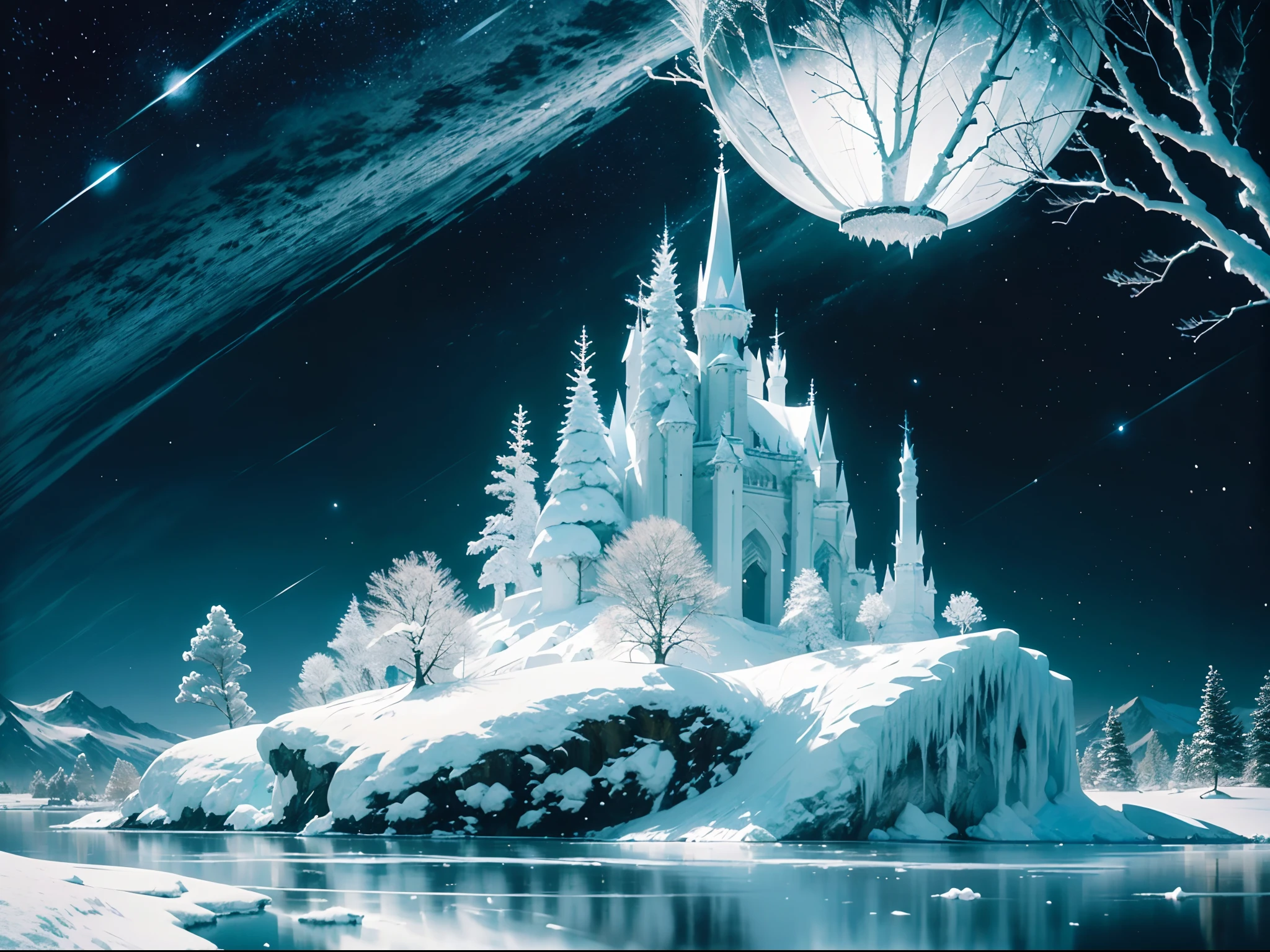 rime ice, moonlight, snowy mountains, frozen branches, shimmering crystals, tranquil stillness, ethereal glow, cold beauty, lunar glow, silver shadows, mystical atmosphere, winter wonderland, frozen landscape, delicate icicles, glistening snow, crisp air, serene silence, moonlit peaks, frosty enchantment, icy sculptures, frost-covered trees, celestial radiance, sparkling frost, magical night, peaceful serenity, dreamlike scenery, moonlit reflection, poetic winter, enchanting moon, icy blue hues, starry sky, frozen wilderness, ethereal tranquility, moonlit frost, moonlit stillness, wintry moonbeam, luminescent landscape, icy moonlight, frozen paradise.