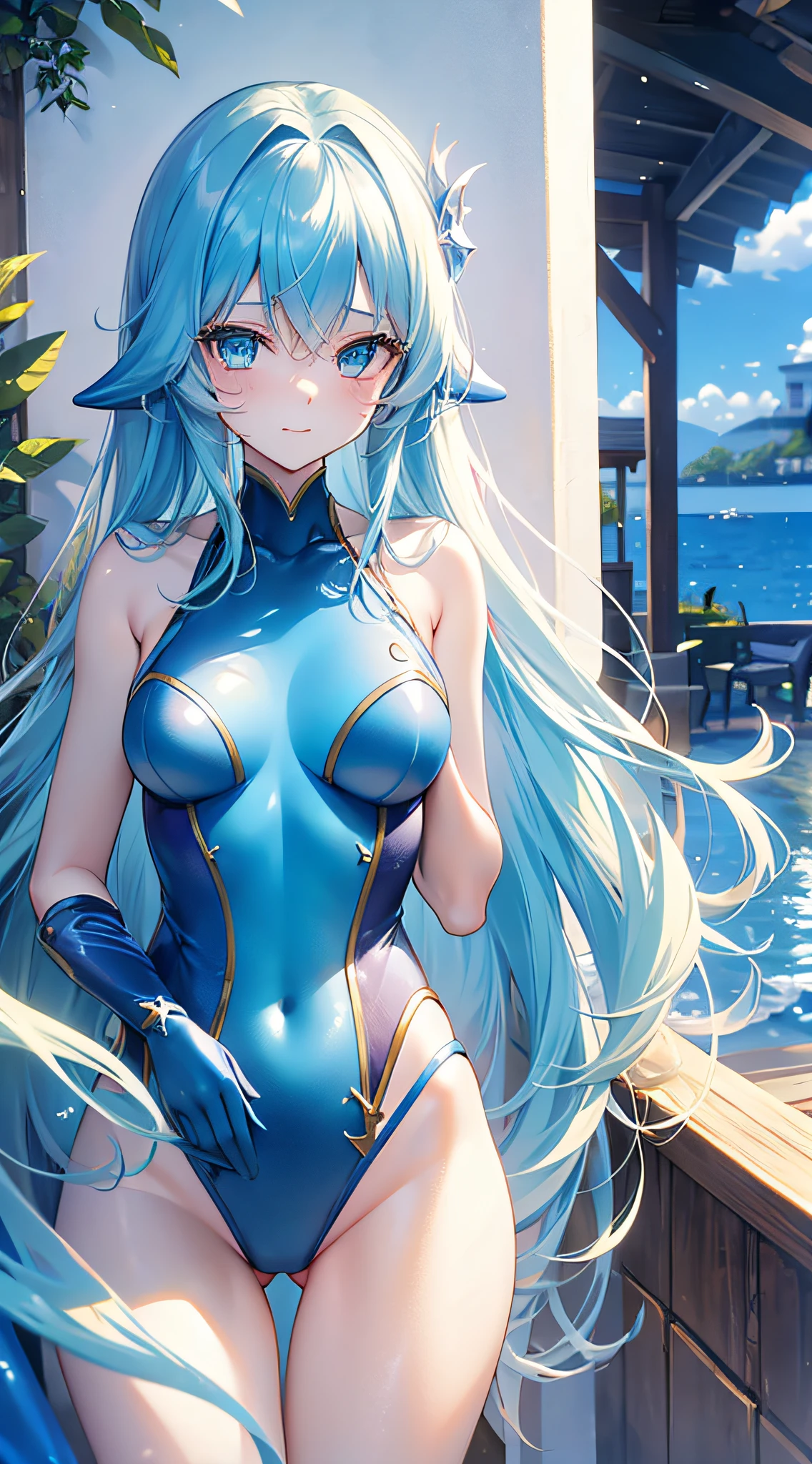 merfolk，is shy，Blue ocean，Swim gracefully
