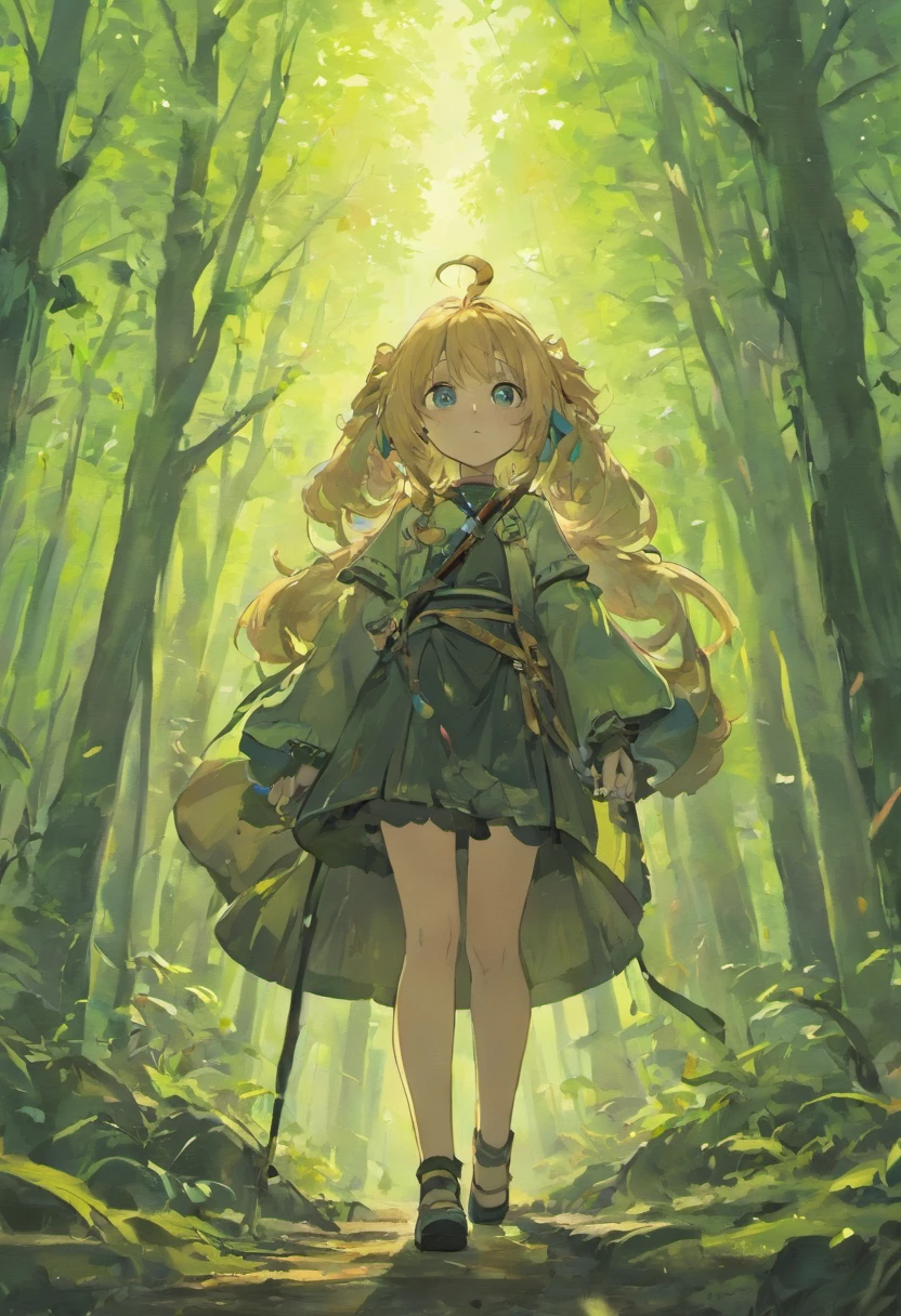 a five years girl, The long-haired, Plain and Black, Bright eye, Use peasant clothes, Meet an elephant in the forest, Pose and axe in the face, Surprising aperture, SNES Painting