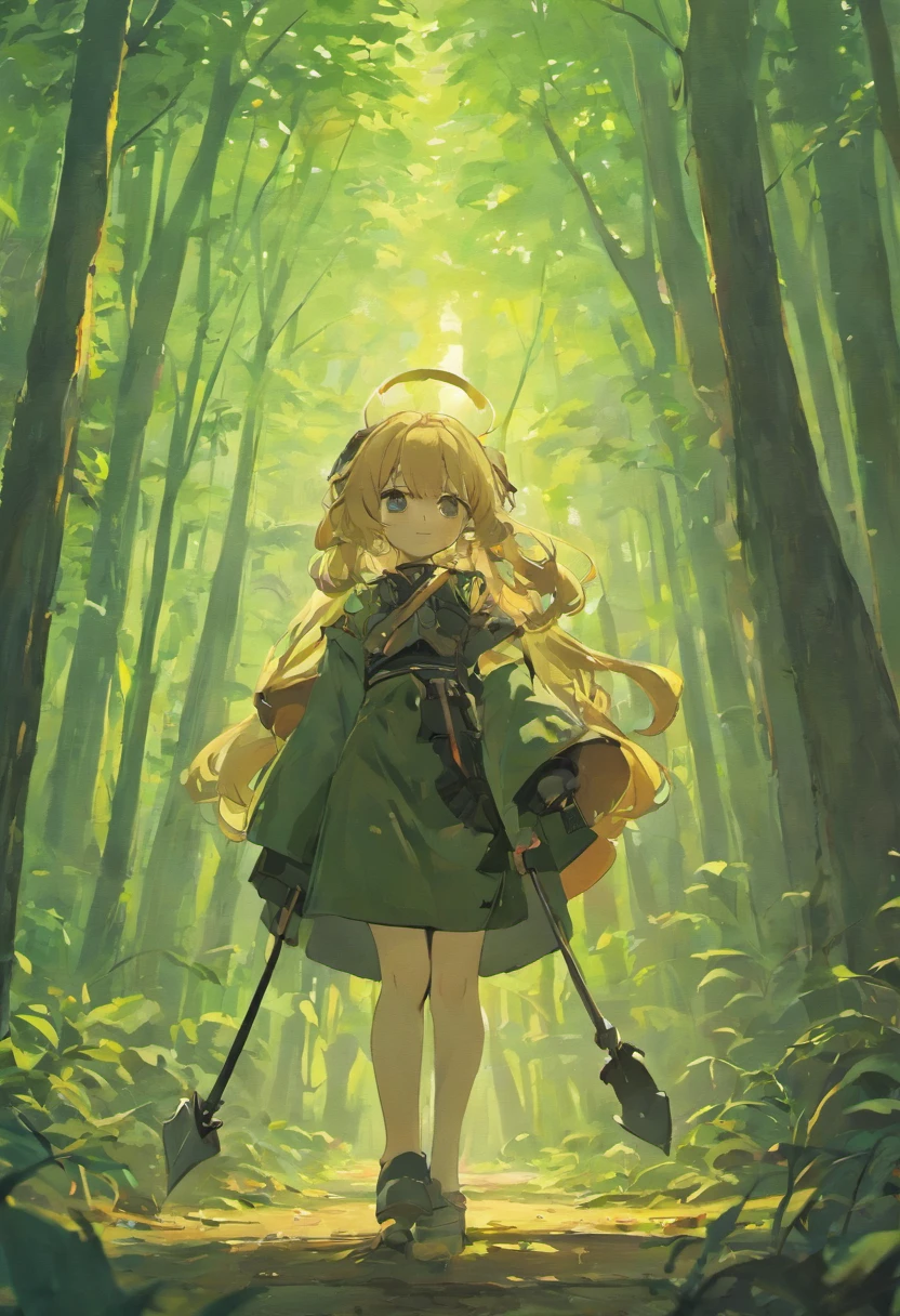a five years girl, The long-haired, Plain and Black, Bright eye, Use peasant clothes, Meet an elephant in the forest, Pose and axe in the face, Surprising aperture, SNES Painting