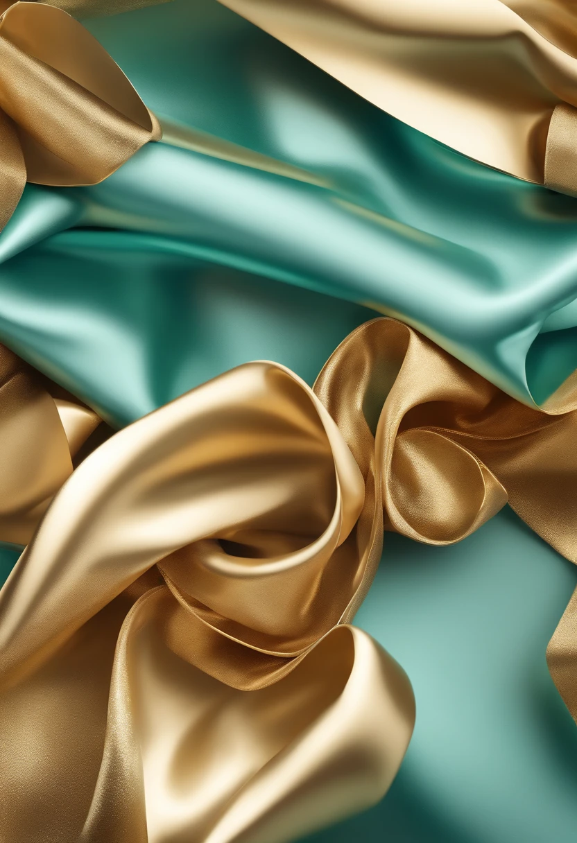 A bow tie, advertising design illustration, material, elements, golden, Tiffany blue background color, (best quality, 4k, highres, masterpiece:1.2), ultra-detailed, (realistic,photorealistic,photo-realistic:1.37), color pop, studio lighting, sharp focus, professional, vibrant colors, glossy finish, intricate patterns, flowing silk, elegant arrangement, delicate curves, luxurious appearance, sparkling details, whimsical charm, eye-catching composition, shiny metallic accents, sophisticated style.