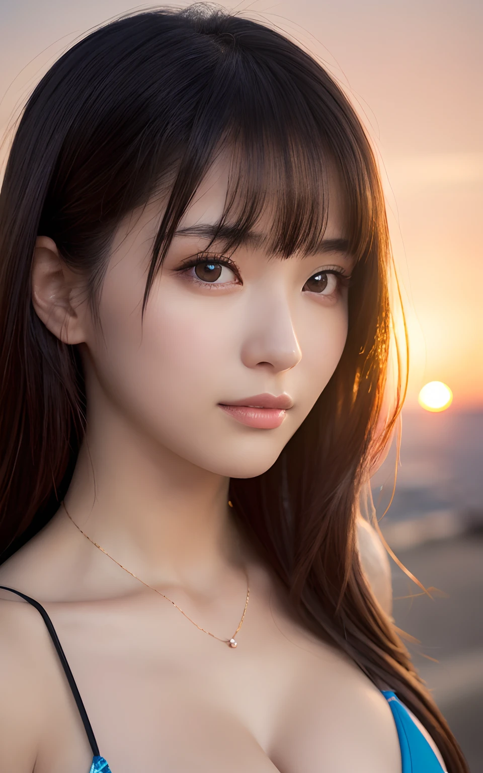 (masutepiece:1.3), (8K, Photorealistic, Raw photo, Best Quality: 1.4), Japanese, (1girl in), Beautiful face, (Realistic face), (Black hair), Beautiful hairstyle, Realistic eyes, Beautiful detailed eyes, (Realistic skin), Beautiful skin, Attractive, A high resolution, A hyper-realistic, Highly detailed, Golden ratio, (3 Girls:1.5), (Sony Alpha 1, 50.1 megapixel full-frame CMOS sensor, 8K video recording function), (telephoto lens), (Realistic), (8K, A high resolution, Best Quality, masutepiece:1.2), Ultra-detailed, beautifull detailed face, FULL ANATOMY, (Beautiful detailed eyes:1.3), Smile, extremely delicate and beautiful, Extremely detailed, nffsw, Unity, 8K Wallpaper, amazing, finely detail, Ultra-detailed, High resolution, Extremely detailed, extremely detailed eye and face, ((sunset beach:1.1)), ((Colorful micro bikini:1.1)), [Ponytail], (huge-breasted, cleavage:1.3),