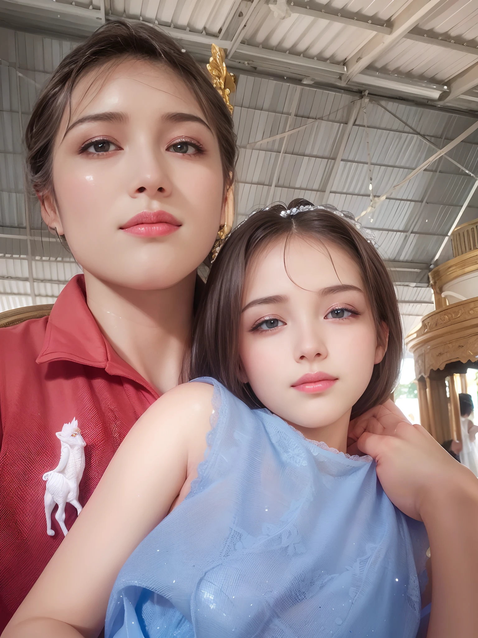 royal sister，detailed eyes，detailed face，Adult Face，ripe body;;，Tall body，Body hypertrophy，elongated legs，10，K HD，Feeling of texture，White translucent lace，Fragile body, Plump white.，Exquisite Face，cherry small mouth，Beautiful and delicious..（Brothers Dynasty 3D），Standard buttocks,Smile1:1