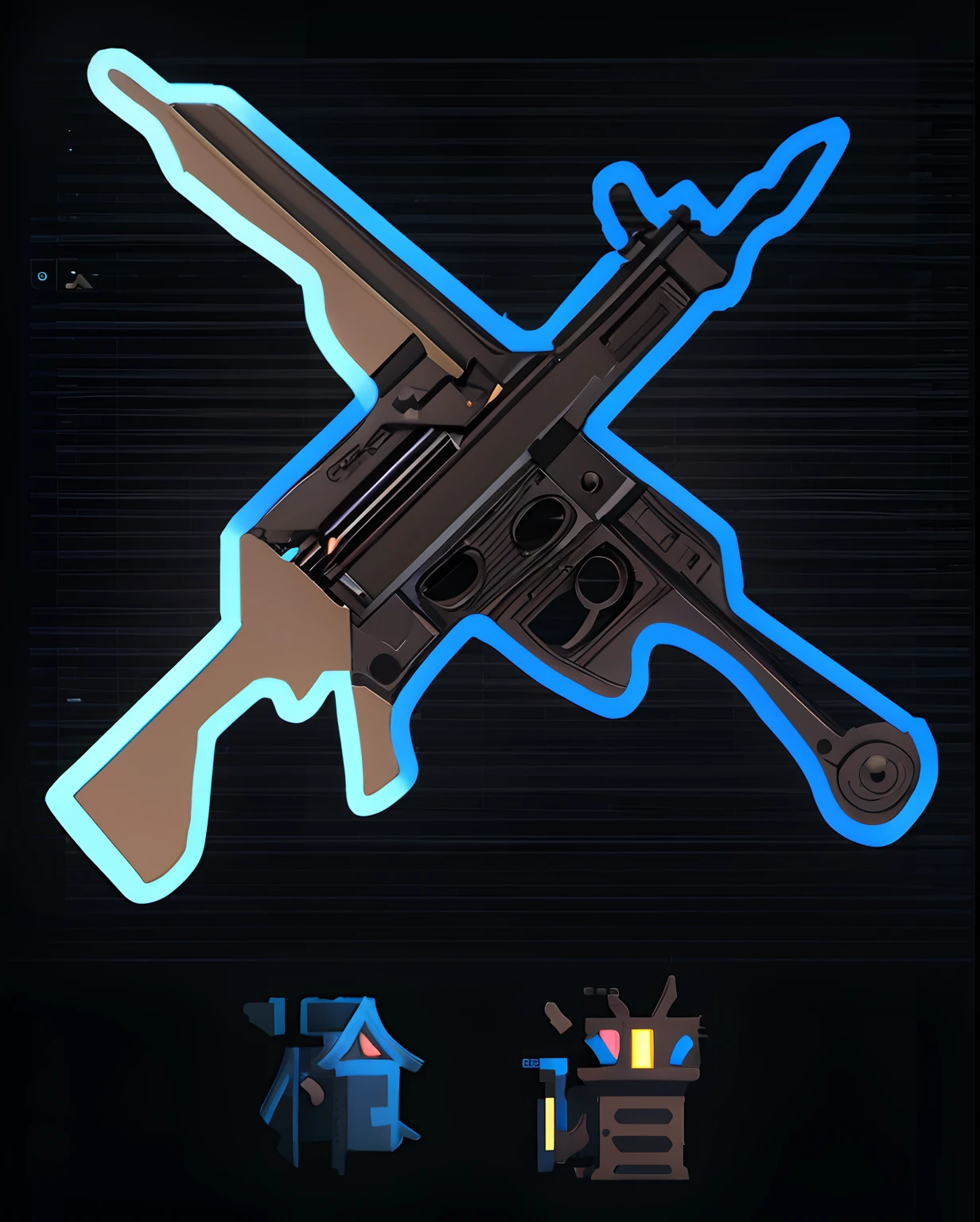 Cat Cat Raid Game Gun Spectrum UI Diagram，cartoonish style，Pure 2D style，PNG format，There are transparent channels，Gun Spectrum UI，Cat Raid game style，No text is required