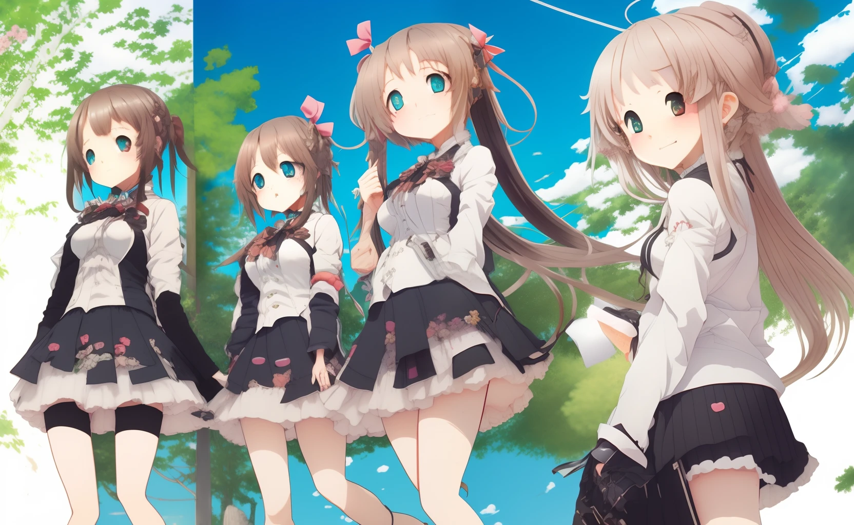 Panties looking up from directly below、Show off your panties、Panties in full view、masutepiece、Cute sisters standing、red blush、Impatient、skirt rift、