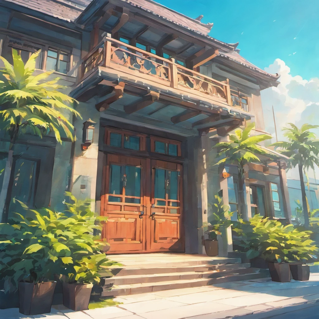Huge modern beach side mansion front entrance