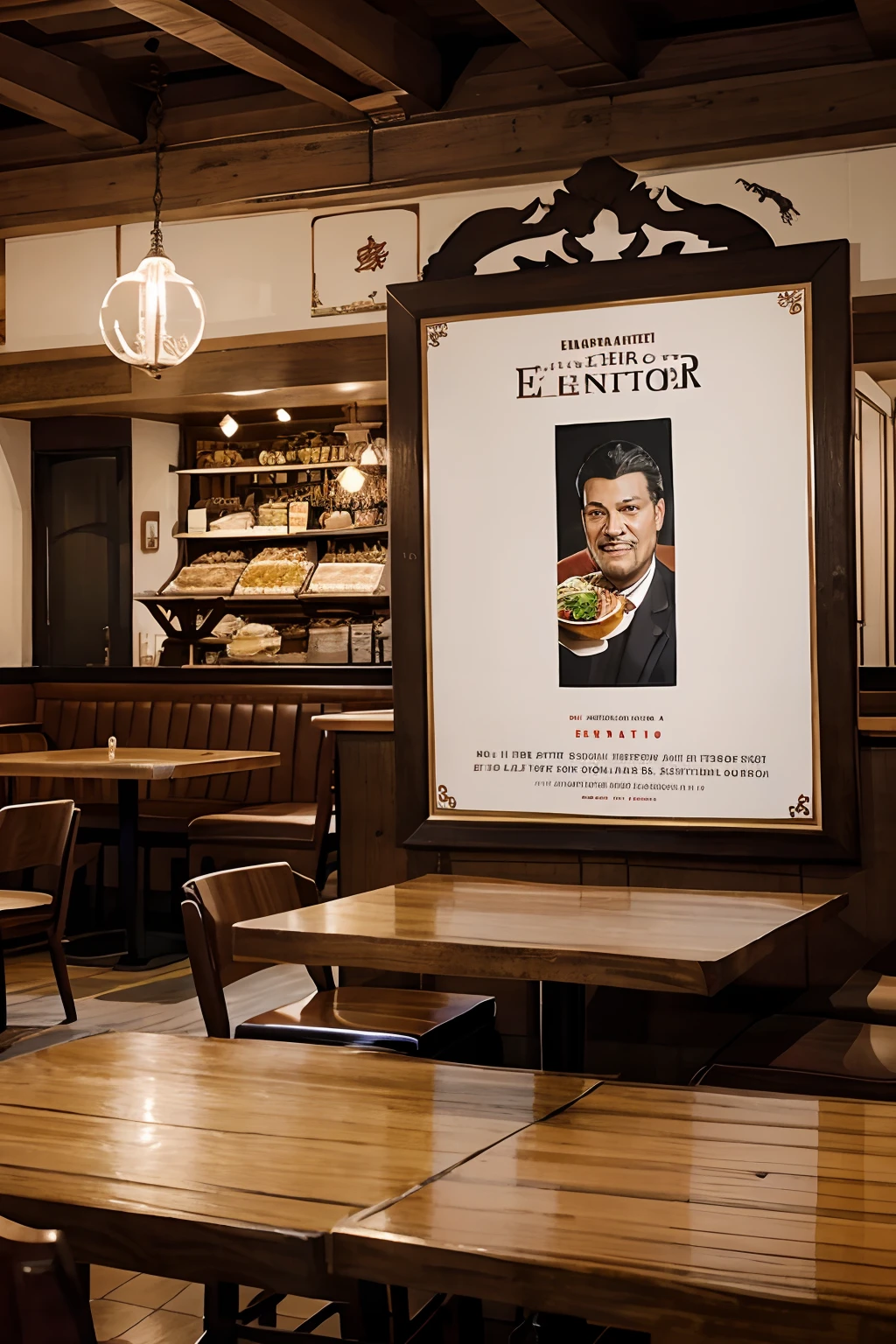 Illustration for the newsletter, Restaurant "Emperor" with a sign
