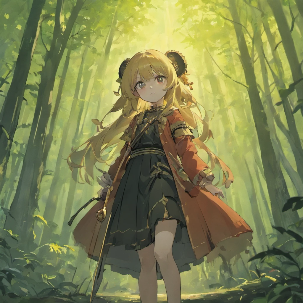 a five years girl, The long-haired, Plain and Black, Bright eye, Use peasant clothes, Meet an elephant in the forest, Pose and axe in the face, Surprising aperture, SNES Painting