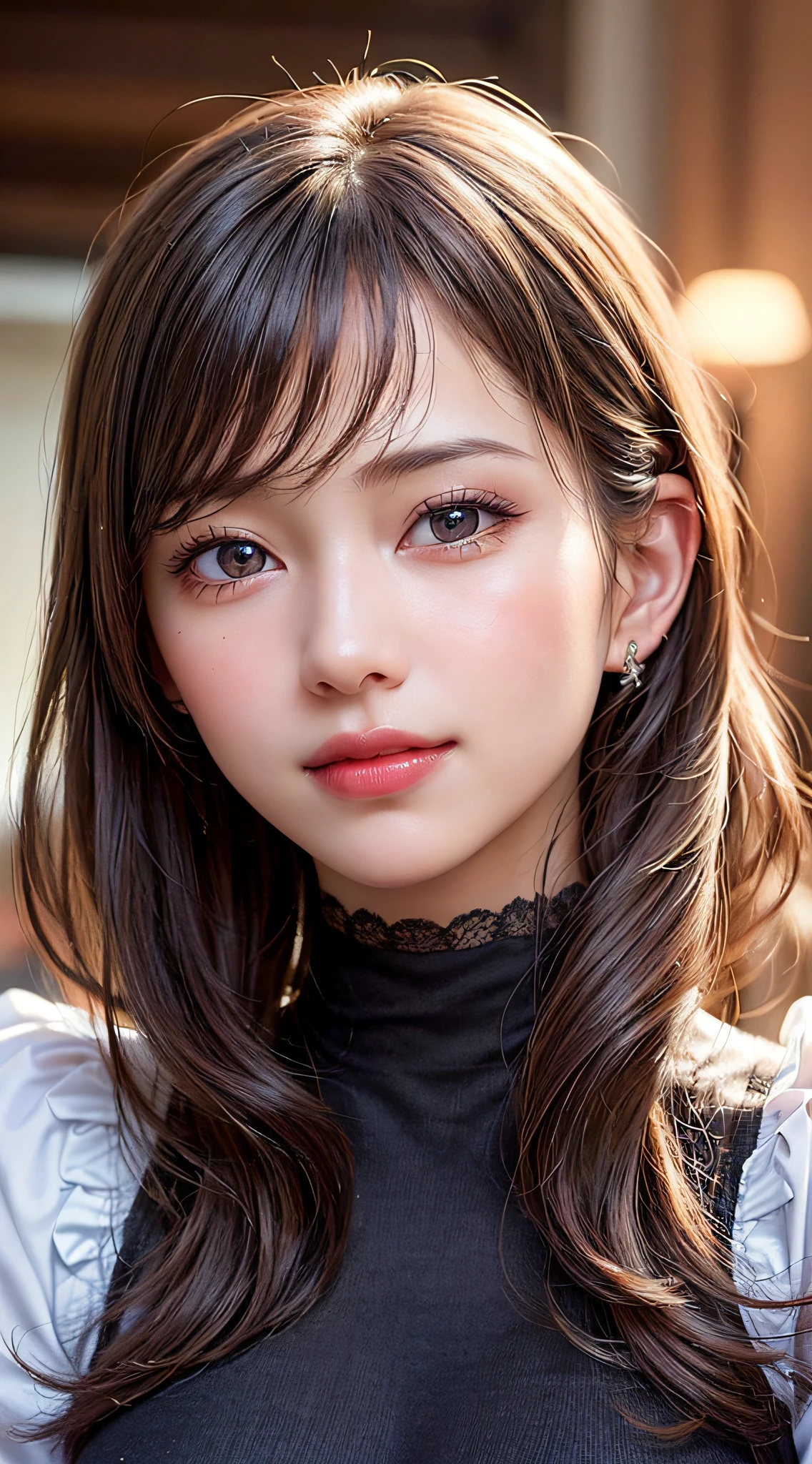 (1girl), Extremely cute, Amazing face and eyes, (Beautiful lovely smile), (extremely detailed beautiful face), bright shiny lips, (Best Quality:1.4), (Ultra-detailed), (A hyper-realistic, Photorealsitic:1.37), Beautiful fair skin, (Soft and squishy:1.3), extremely detailed CG unified 8k wallpaper, RAW Photos, professional photograpy, Cinematic lighting,