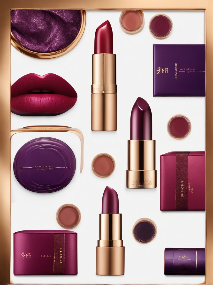 packaging design,Lipstick packaging,China-style,Makeup packaging,Matte,Deep purple and light amber