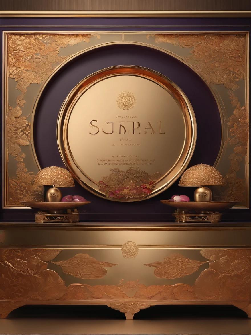 (best quality,4k,highres,masterpiece:1.2),ultra-detailed,realistic:1.37,chinese style,makeup packaging,packaging design,lipstick packaging,matt,luxurious golden details,elegant floral patterns,chic color combination,deep purple and light amber colors,traditional motifs,ornamental details,subtle texture,premium materials,cultural elements,artistic composition,vivid shades,exquisite craftsmanship,polished finish,soft velvet touch,modern twist,unique aesthetics,harmonious balance,sophisticated allure,distinctive appeal,meticulous attention to detail,alluring presentation,celebration of femininity,dimmed elegance,fusion of tradition and modernity,perfect color saturation,attention-grabbing design,glossy accents,luxury packaging,meticulously embossed patterns,opulent appearance,asian-inspired elements,serene beauty,eye-catching artwork,high-end aesthetics,rich cultural heritage,spellbinding charm,powerful visual impact,delicate color gradients,innovative conceptualization,eye-catching logo design