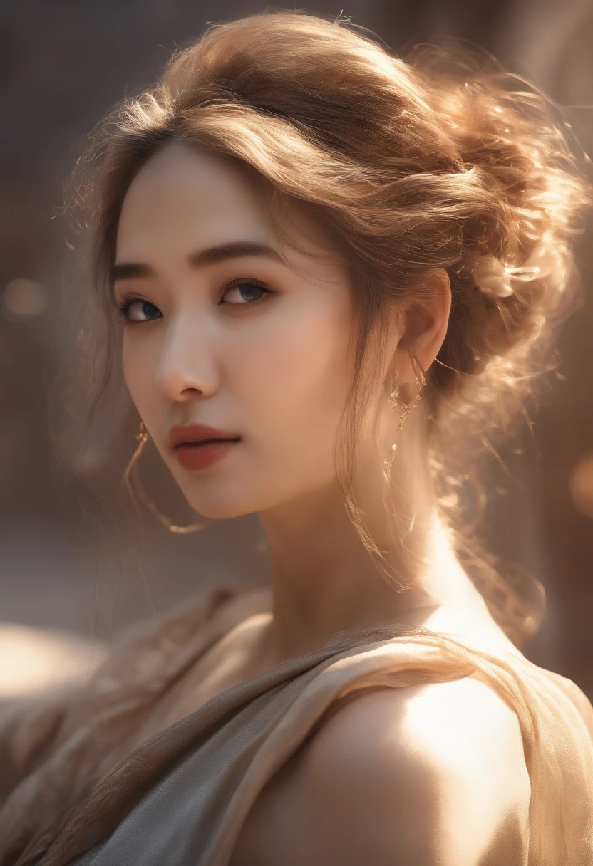 (RAW photo, best quality), (realistic, photo-realistic:1.3),best quality,highly detailed,masterpiece,ultra-detailed,illustration,1girl,upper_body,dynamic angle,world masterpiece theater,messy_long_hair,best quality,extremely detailed CG unity 8k wallpaper,ink,Amazing,cinematic lighting,lens_flare, dunhuang_style