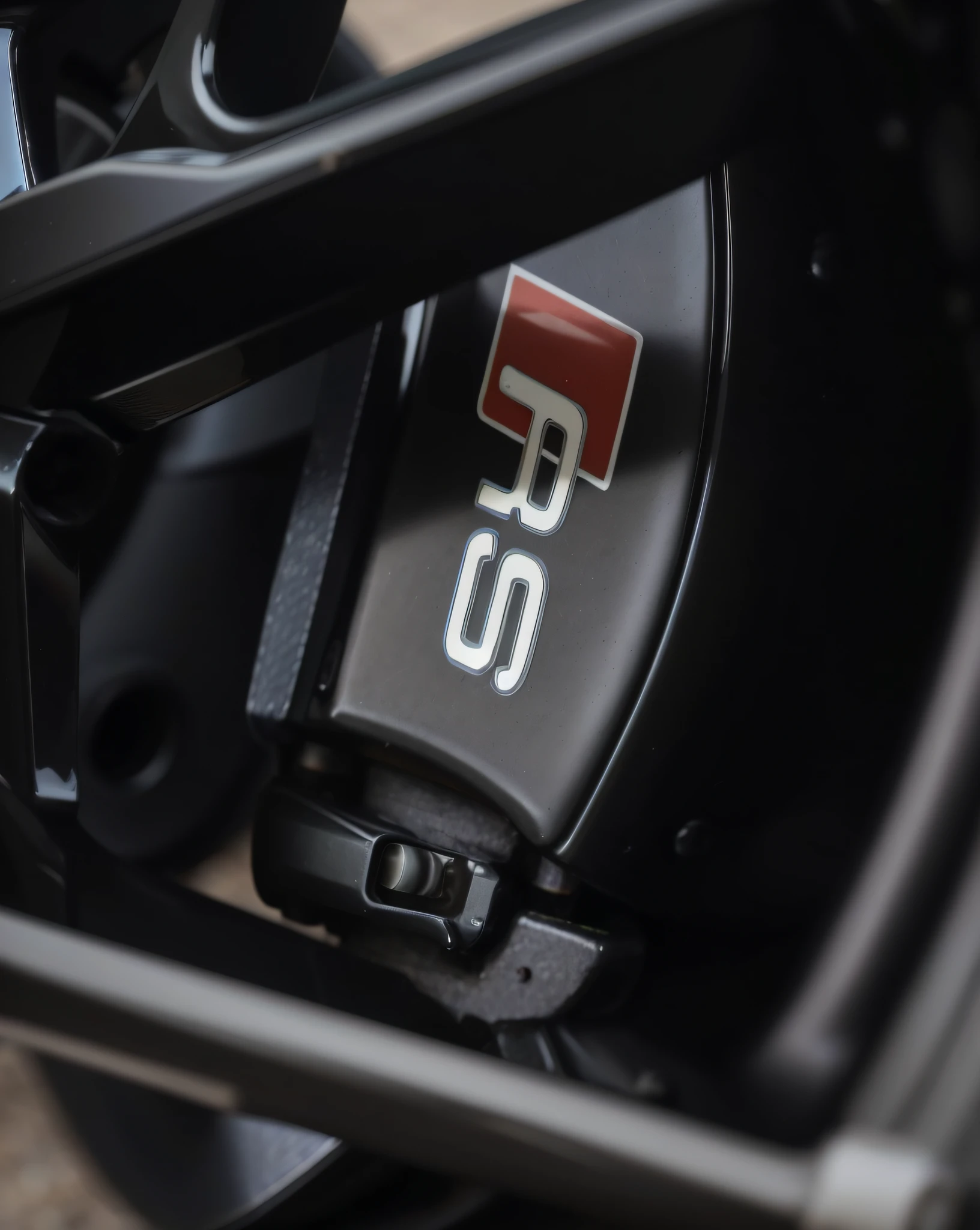 Close-up of a motorcycle wheel，There is a number on it, RS 6 sec, RB6S, Finely tuned details, Shot on Canon EOS R 6, RB6S), detail shots, cobbled together nissan r34 gtr, EOS R5, shot on a Canon EOS R5, shot on canon eos r 5, automotive photography, crisp smooth lines