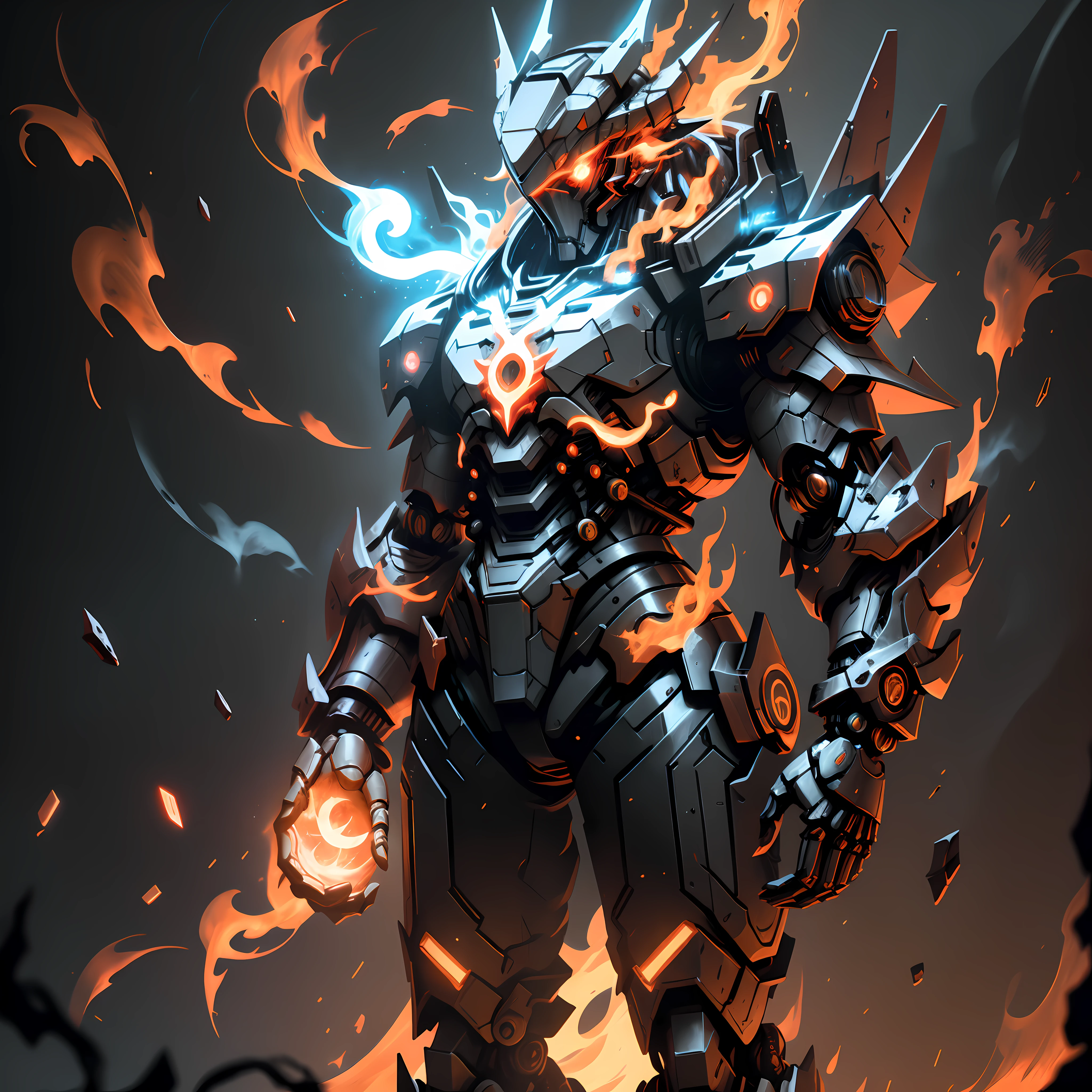 Red Ghost Mage, super cool Ghost Mage, wearing Red mechanical armor, ghost fire surrounding, magical spells, burning red flames in his hands, proficient spells, magic formation pattern, full body photo, perfect body proportions, tall figure, with a veil, glowing red eyes, super detail, realistic, shiny, reflective, bioluminescent, galactic cybernetics mask, mecha, (executioner: 1.2), cape, SH4G0D, GlowingRunes_red, full body, movie, dark background, backlight, high contrast,