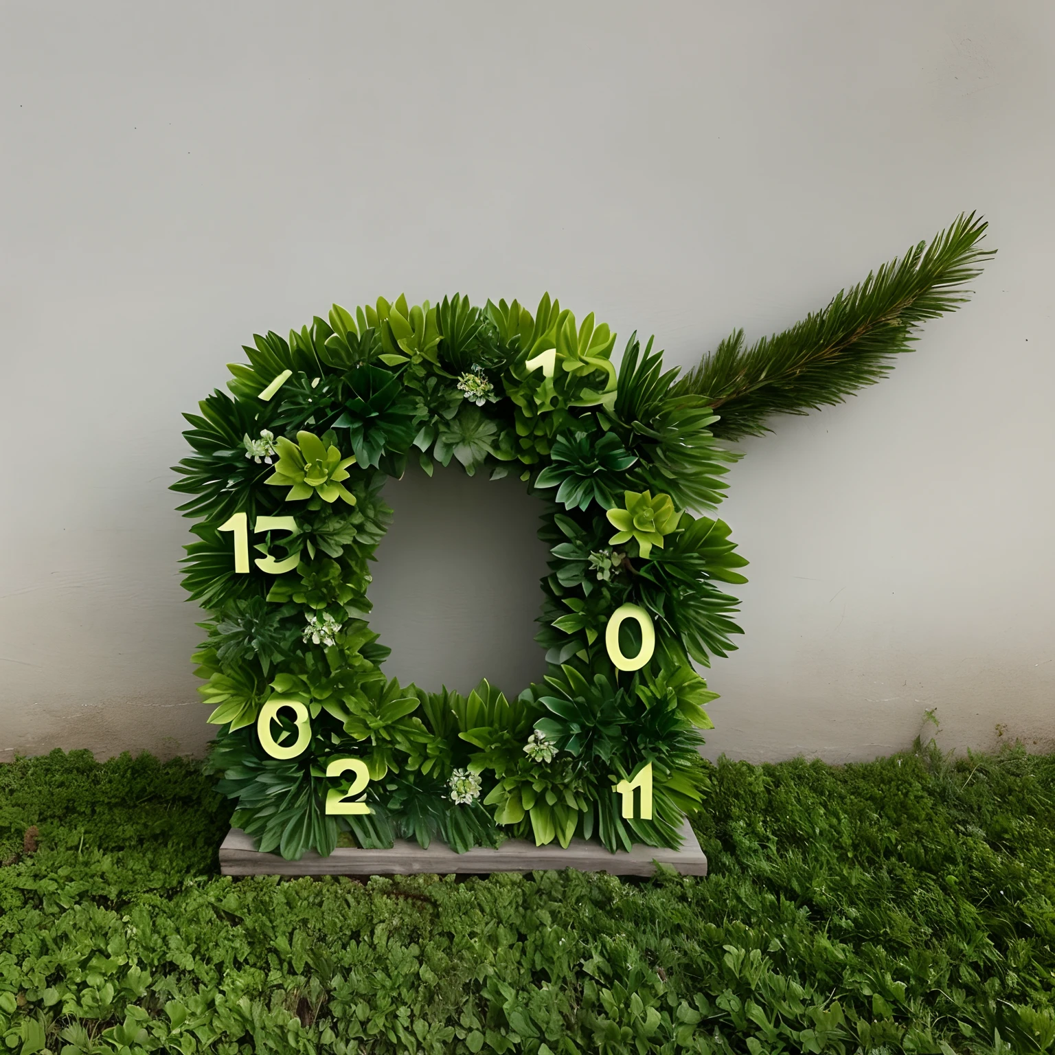 A number 0 made up of plants