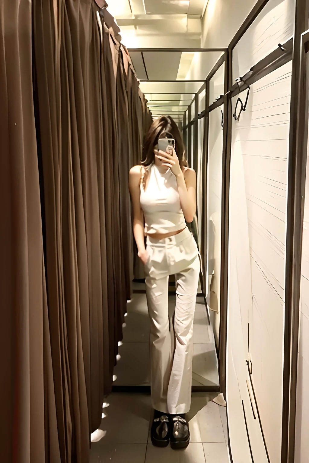 Masterpiece best quality big bobss while wearing white pants looking at the sea 1 girl