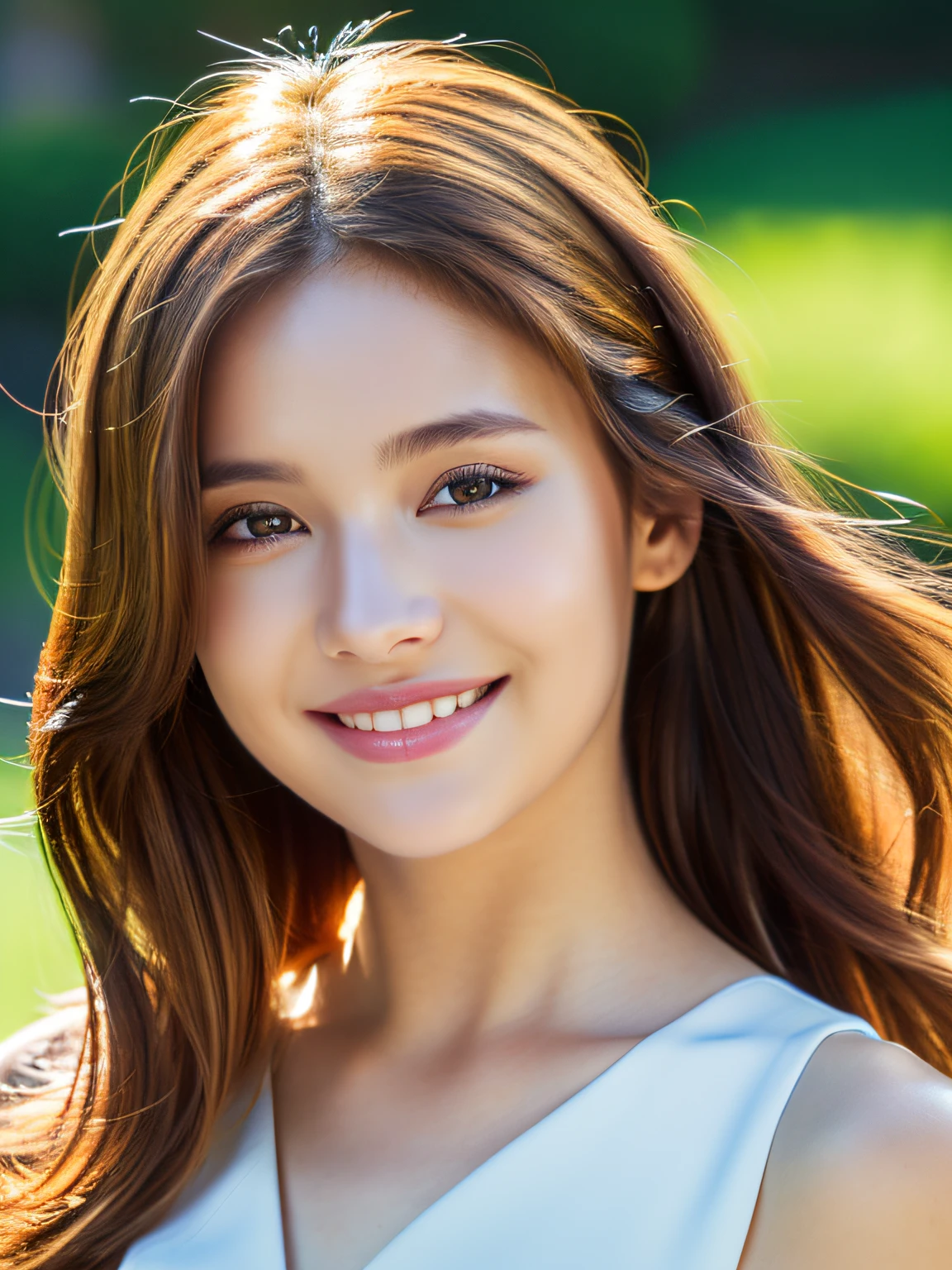 (cute girl in a red dress),beautiful detailed eyes,beautiful detailed lips,extremely detailed eyes and face,long eyelashes,flowing brown hair,bright smile,innocent expression,dancing in a vibrant garden,playfully twirling around,soft sunlight illuminating her,petals swirling in the air,blissful atmosphere,colorful flowers blooming around her,splashes of red, pink, and purple,lush green grass beneath her feet,butterflies fluttering in the background,creating a whimsical scene,painted in a vibrant and lively style,with a touch of impressionism,(best quality,4k,8k,highres,masterpiece:1.2),ultra-detailed,realistic:1.37,HDR,UHD,professional,physically-based rendering,vivid colors,painting with a warm color palette,soft lighting enhancing her features.