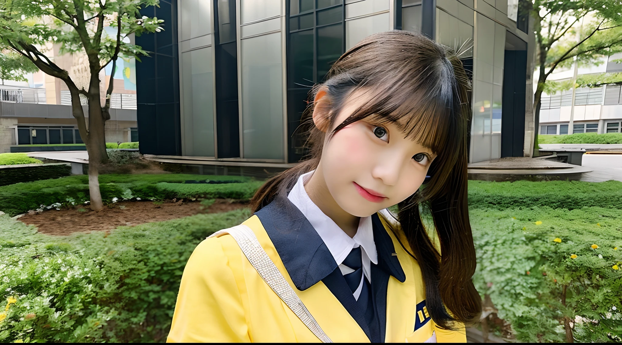 18-year-old schoolgirl in yellow uniform