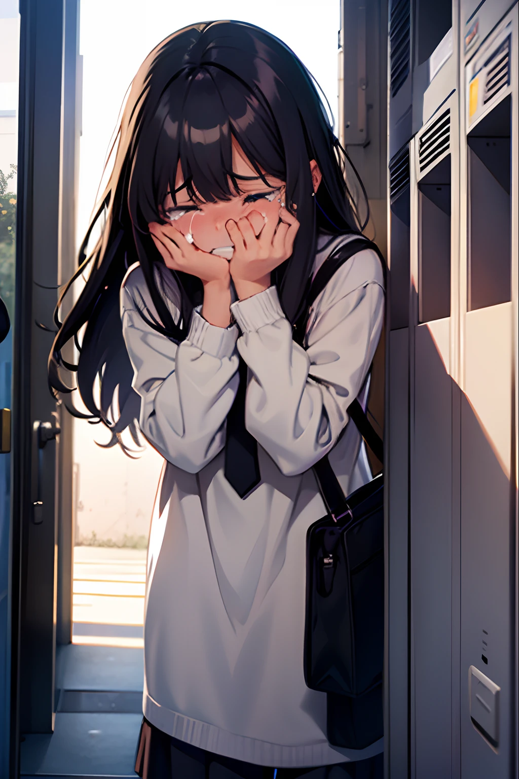 Girl crying after being bullied