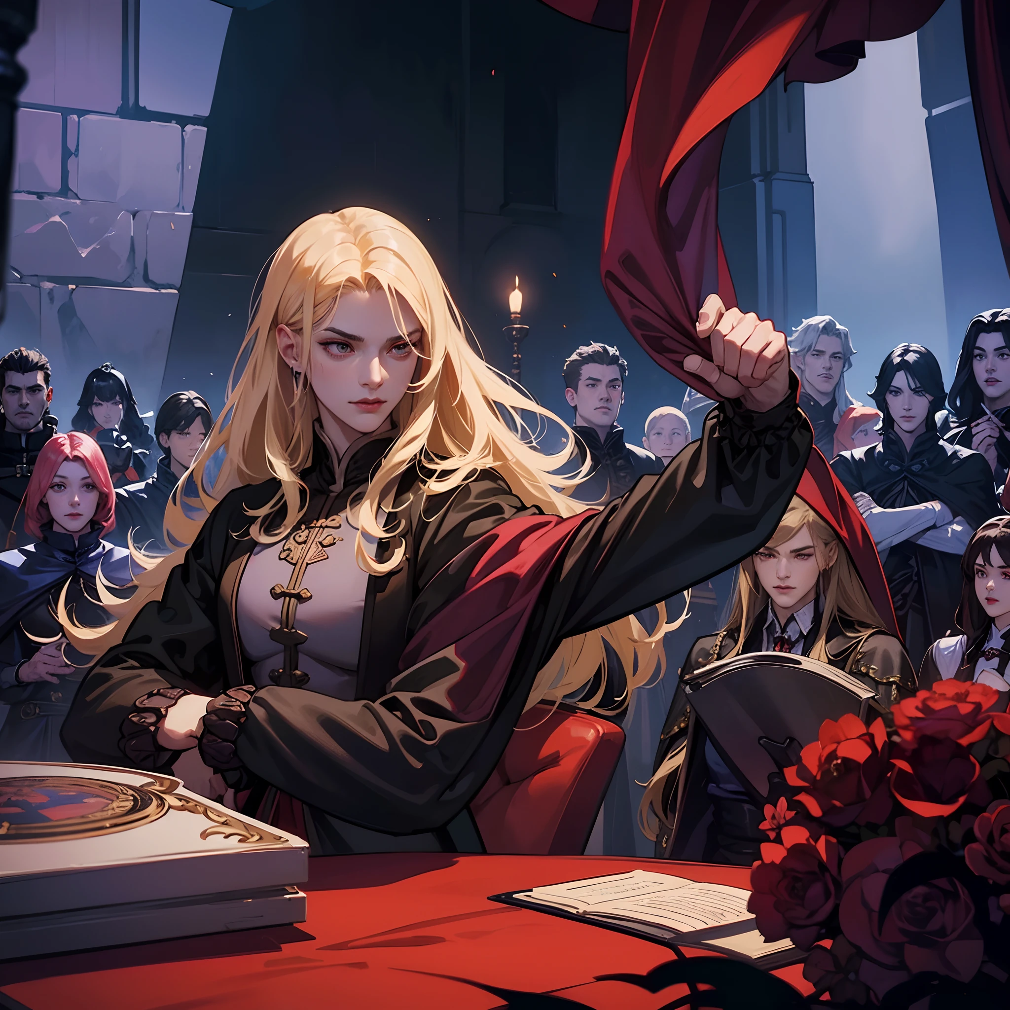 Castlevania Shadow Lords Hyper Realistic Super Detailed Dynamic Shot Centerpiece Lord Dracula Cutscenes Leading the troops of the demon army in battle Hokuto no Ken Muscular Style
