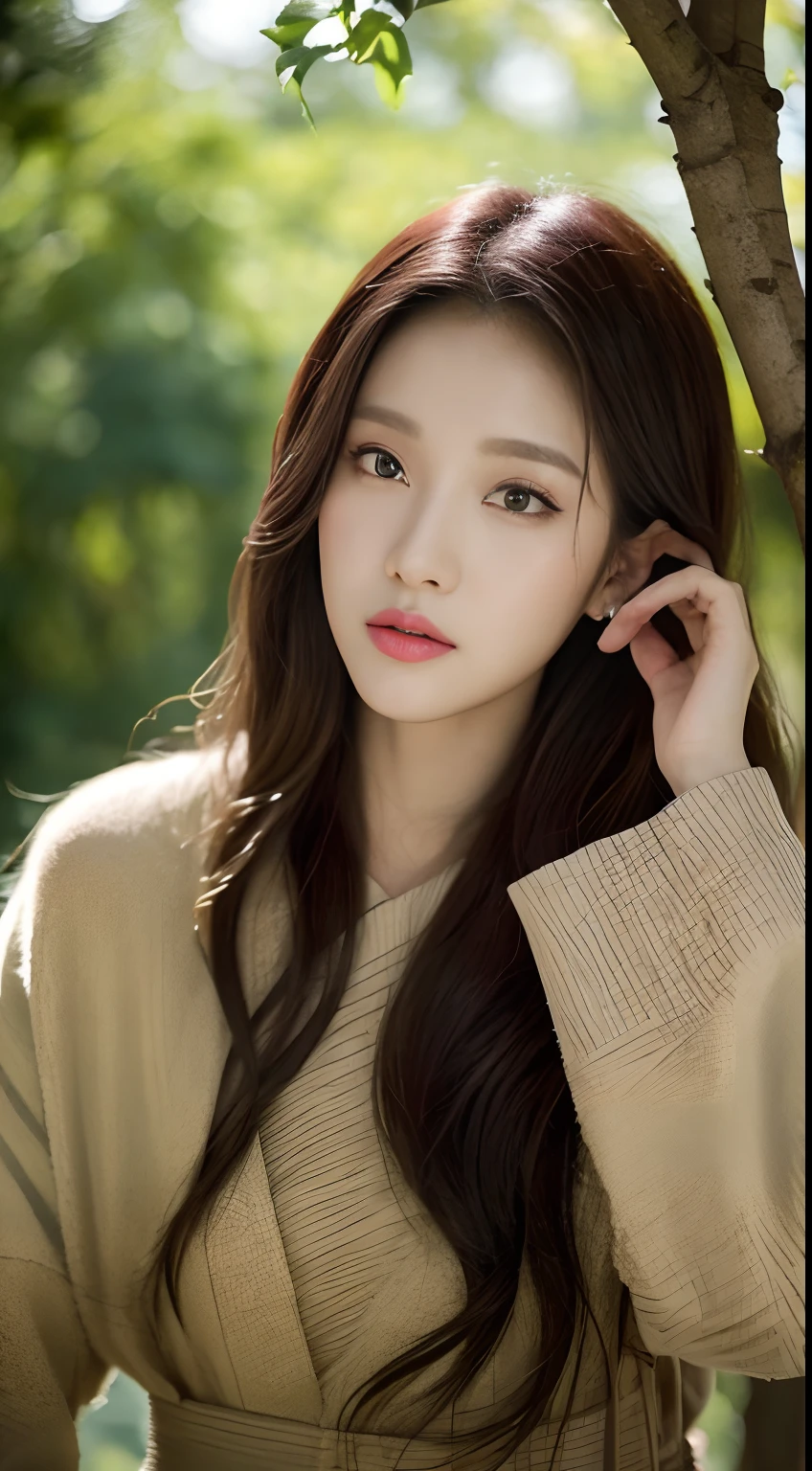 A medical beauty model woman,There is a tree behind him, Zhang Jingna, inspired by Fei Danxu, By Fei Danxu, inspired by Gao Cen, jiyun chae, inspired by Russell Dongjun Lu, Inspired by Gao Qipei, by Russell Dongjun Lu, shin min jeong, Inspired by Tang Yifen, inspired by Cheng Jiasui