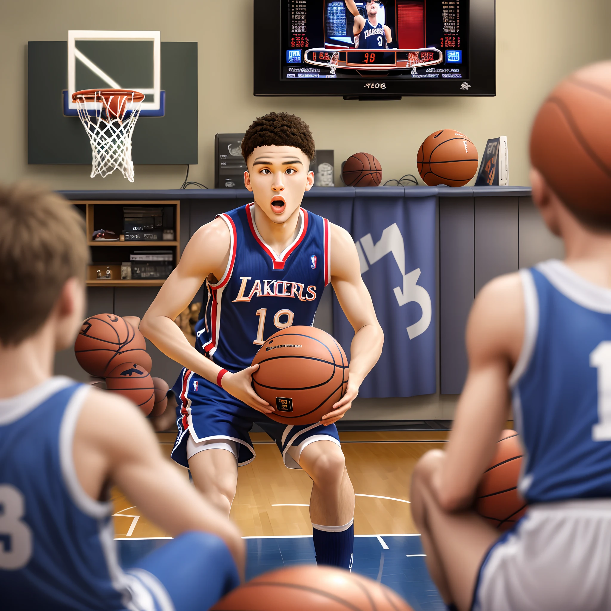 Watching a basketball game on TV