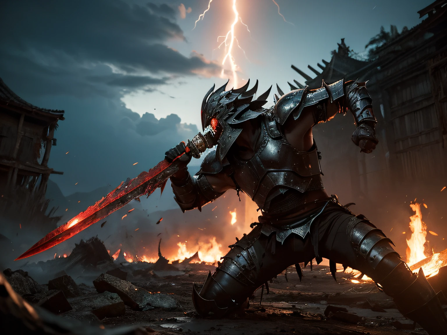 Guts, o protagonista destemido de Berserk, dons his iconic Berserker Armor, a black, grotesque armor that amplifies his strength and ferocity. Ele empunha sua espada gigante Dragonslayer, A legendary blade known for its ability to slice through even the most terrifying monsters.
In this hellish scenario, the Earth is plunged into chaos. Guts is at the center of the carnage, facing a horde of grotesque and demonic monsters. Os monstros, com olhos selvagens e garras afiadas, cercam-no por todos os lados, but Guts doesn't back down. Your face is contorted in determination, muscles tense as he delivers powerful blows.
The environment is dark and harrowing, With a blood-red sky and dark storm clouds. The land is littered with debris, Mutilated bodies and blood that mixes with the mud. Lightning cuts through the sky, iluminando a cena macabra e revelando detalhes chocantes.
Guts' expression mixes with anger, desperation and an unwavering determination. Seus olhos, brilhando com uma intensidade selvagem, refletem a luz das chamas ao seu redor. His every move is fluid and deadly, Slashing enemies with deadly precision.
Gore is evident everywhere - severed limbs, tripas expostas e sangue jorrando. This is a brutal and desperate battle for survival, where Guts fights not only the monsters, but also against their own limitations.
A imagem captura o momento exato em que Guts corta um dos monstros ao meio, sua espada Dragonslayer brilhando com uma intensidade sobrenatural. The monster in question emits an agonizing howl as its body is torn apart.
This is a vision of true horror and heroism, where Guts becomes a force of nature, combatendo o mal com uma ferocidade que desafia qualquer entendimento humano.