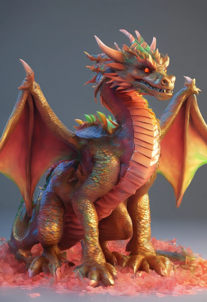 One lipstick pack，The shape of a dragon，The background is clean，Dreamy colors，Transparent statue，florals，Big eyes，green color，Serious expressions，((Dragon's horn))，Clear eyes，tmasterpiece，（best qualtiy：1.3），A dragon，full bodyesbian