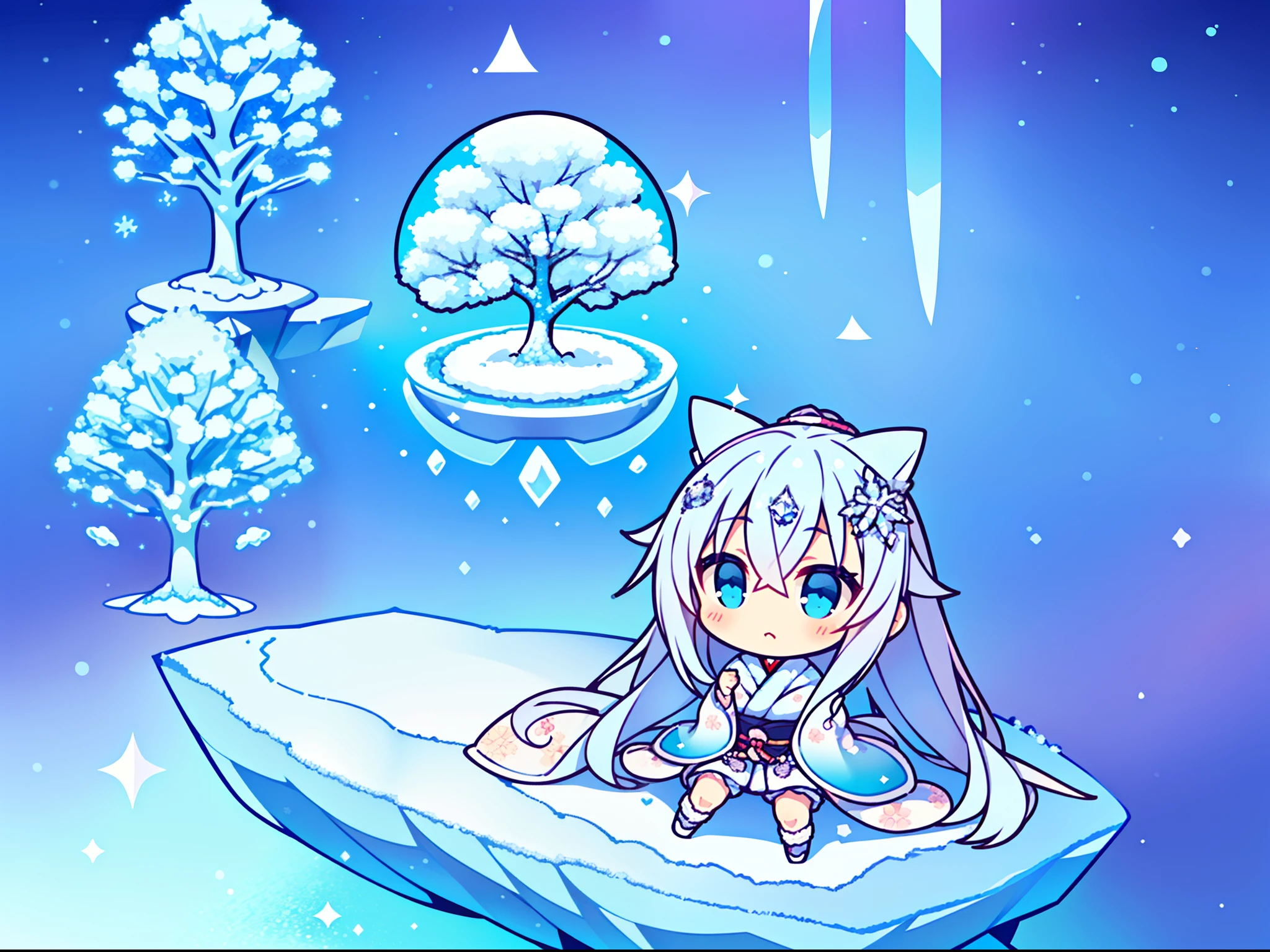 (masterpiece),(best quality),(high resolution),(dynamic angle),(beautiful Japanese woman),(Tree ice, rime ice, winter:1.3), (kawaii, Cute, Tiny, chibi:1.3), (W-sitting),(embarrassed),(heart eyes), (hand between legs),