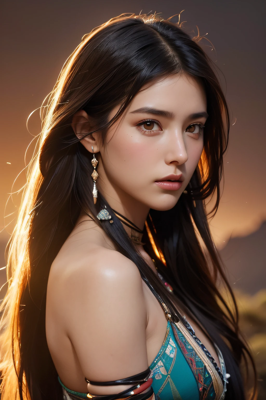 best quality, masterpiece, photo realistic, intric~toe details, RAW photos, Photon Rendering, octane rendering, absurd, very detailed, detailed face, detailed skin, trending on artst~toion, 8k masterpiece, cinem~toic lighting, ( (1 woman)),((alone)),((looking for_~to_viewer)),Trends in CG Society,visual artist,((black long hair)),((Beautiful woman)),(laugh),sexy 원피스, good,((Egyptian pyramids)),((sexy)),바람to 날리는 머리카락, ((flowing hair)),happy,Fashion Magazines, 